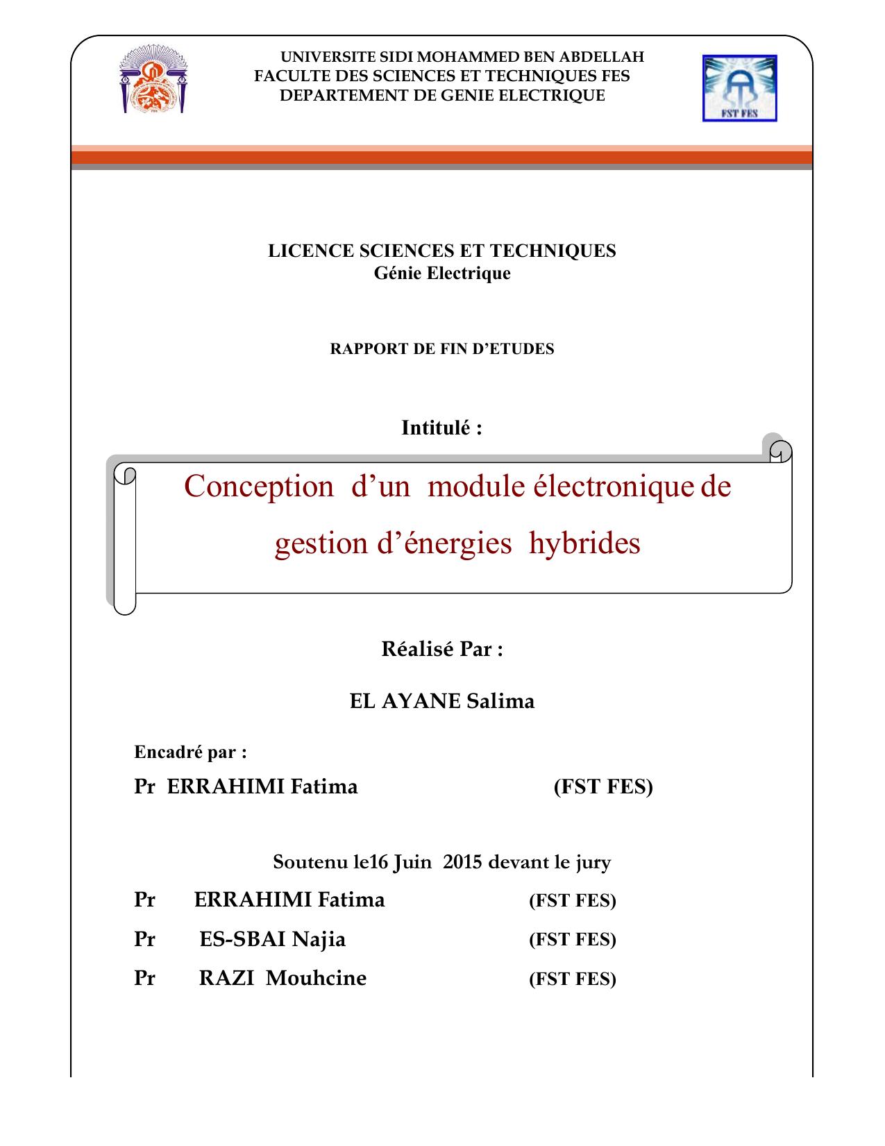 Conception d’un module électronique de gestion d’énergies hybrides