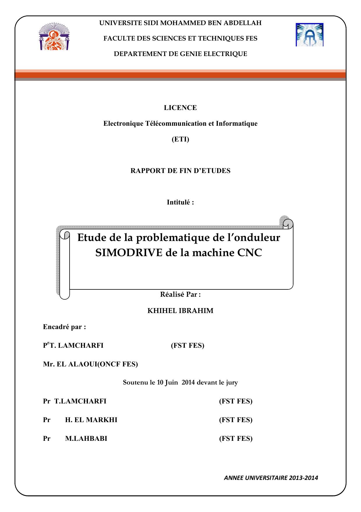 Etude de la problematique de l’onduleur SIMODRIVE de la machine CNC