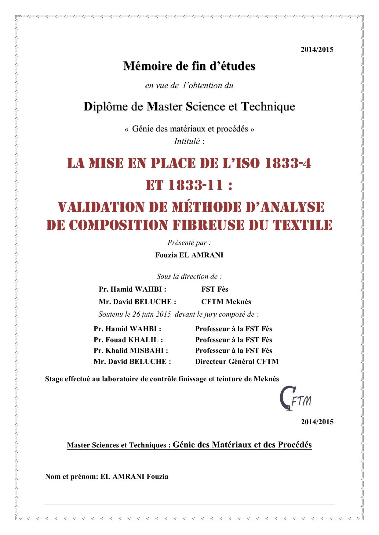 La mise en place des normes 1833-4 et 1833-11 : validation de méthode d’analyse de la composition fibreuse du textile