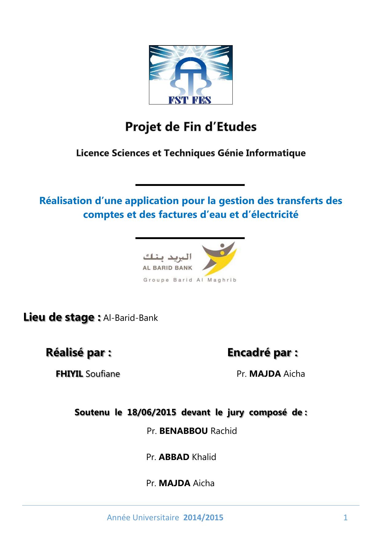 Réalisation d’une application pour la gestion des transferts des comptes et des factures d’eau et d’électricité