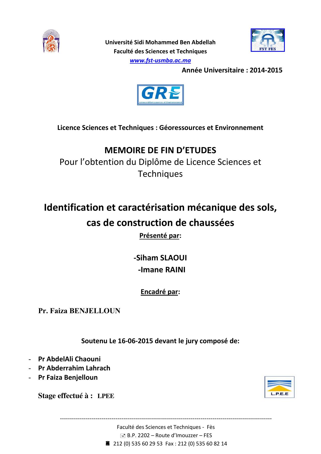 Identification et caractérisation mécanique des sols, cas de construction de chaussées