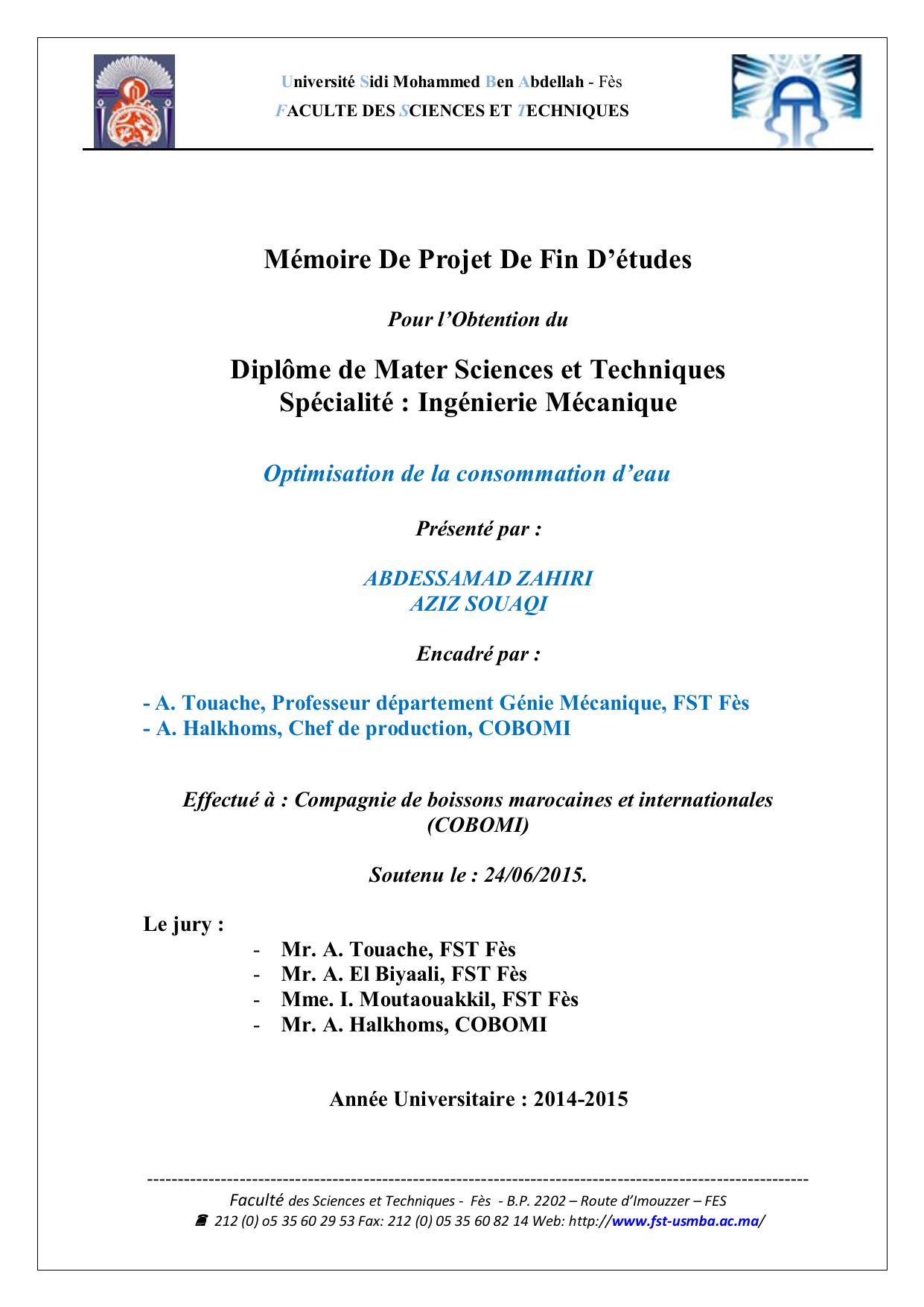 Optimisation de la consommation d’eau