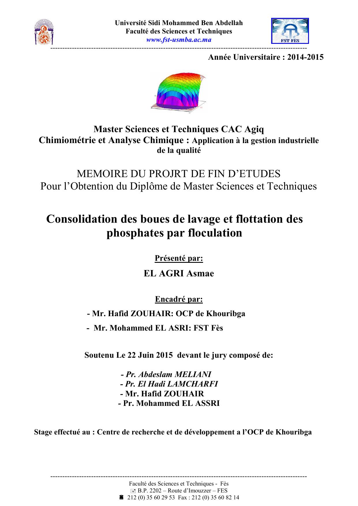 Consolidation des boues de lavage et flottation des phosphates par floculation