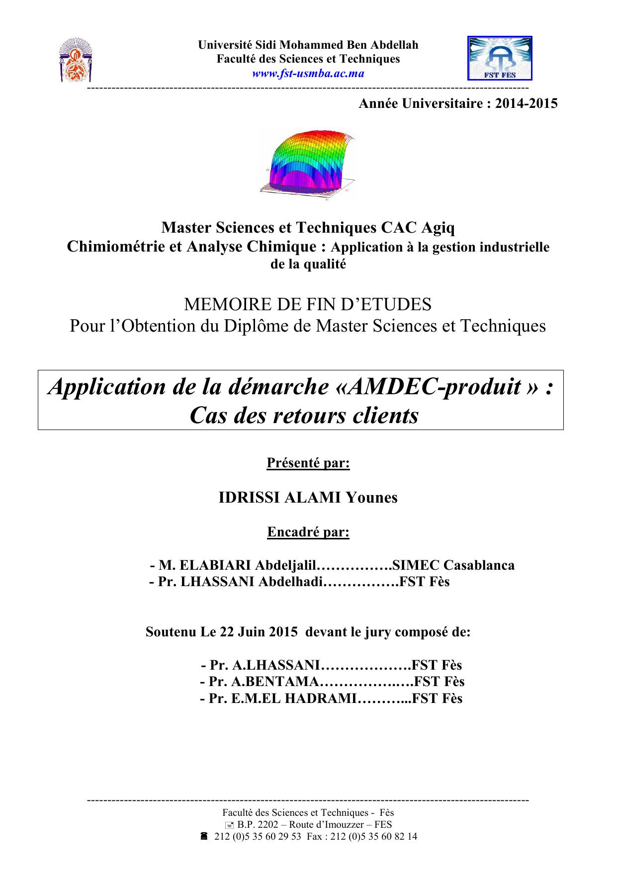 Application de la démarche «AMDEC-produit » : Cas des retours clients