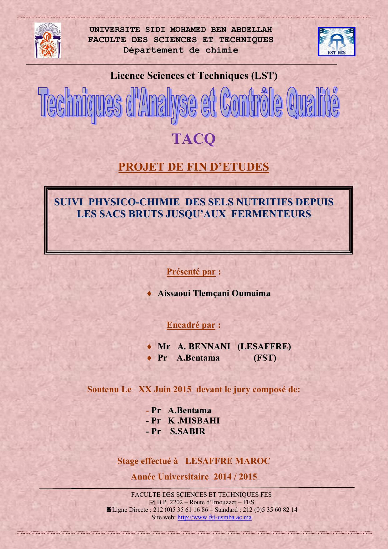 Suivi physico-chimie des sels nutritifs depuis les sacs bruts jusqu'aux fermenteurs