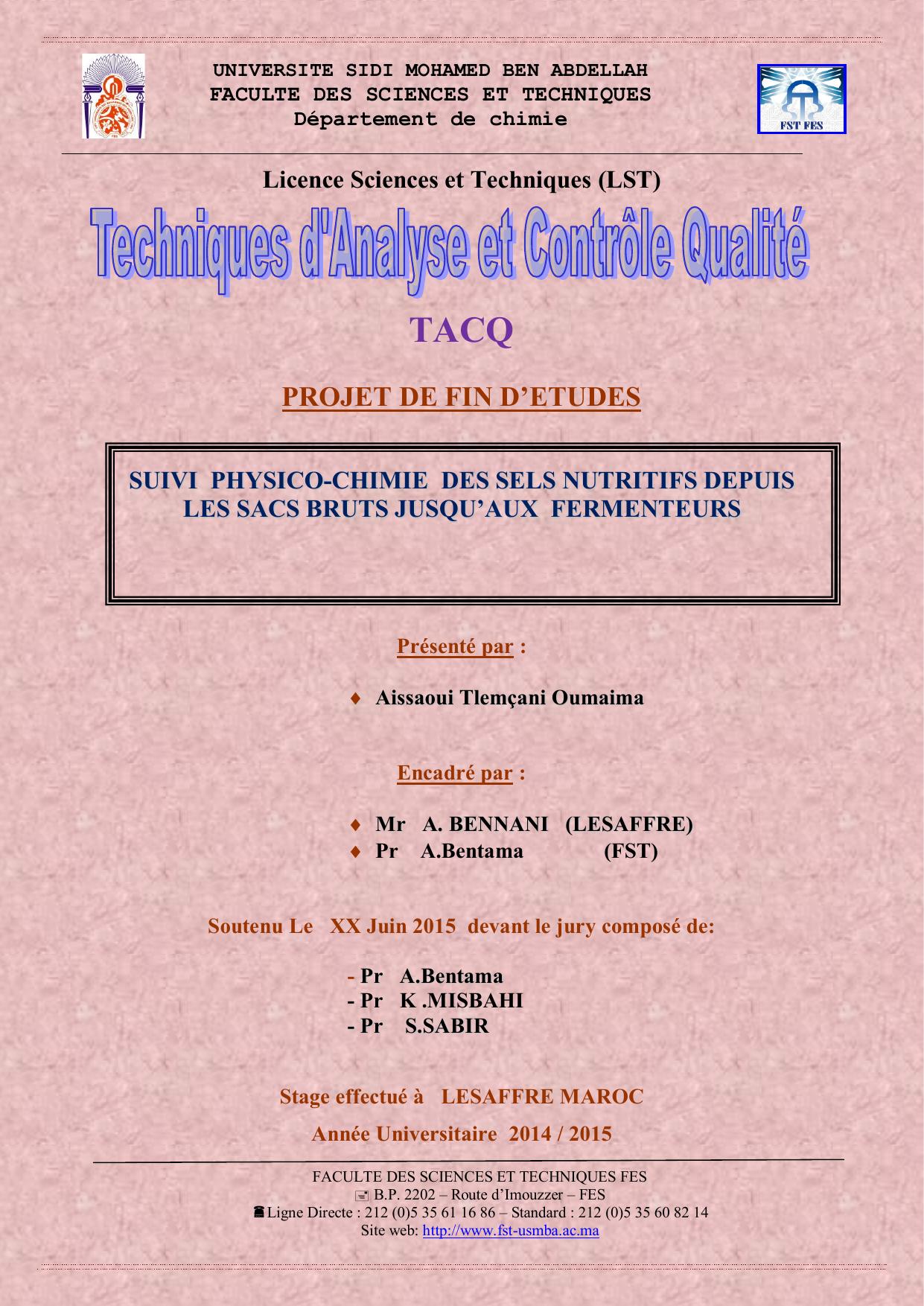 Suivi physico-chimie des sels nutritifs depuis les sacs bruts jusqu'aux fermenteurs