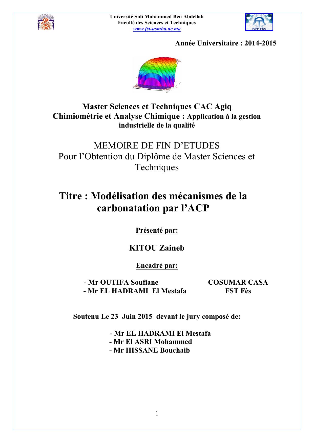 Modélisation des mécanismes de la carbonatation par l’ACP