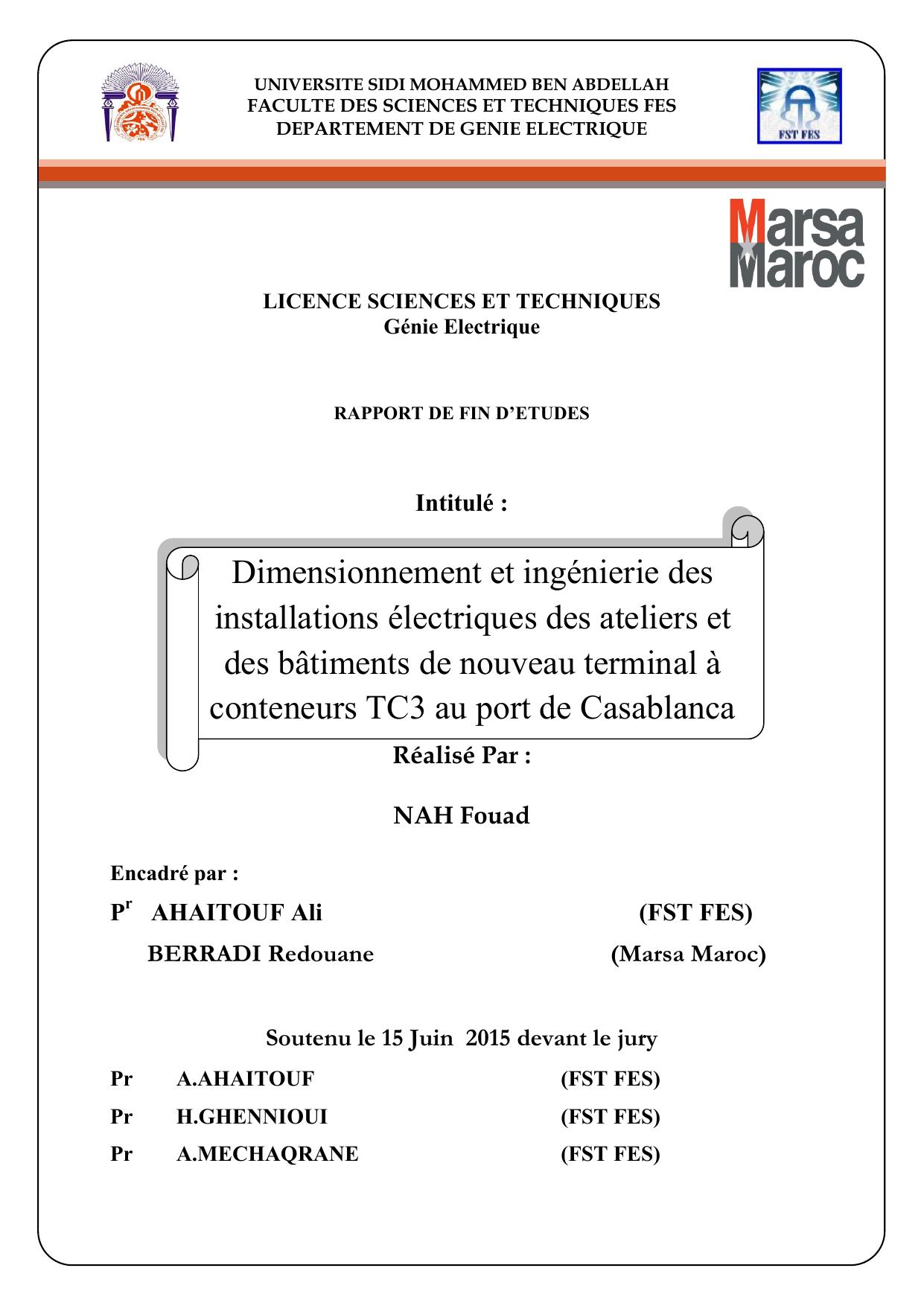 Dimensionnement et ingénierie des installations électriques des ateliers et des bâtiments de nouveau terminal à conteneurs TC3 au port de Casablanca