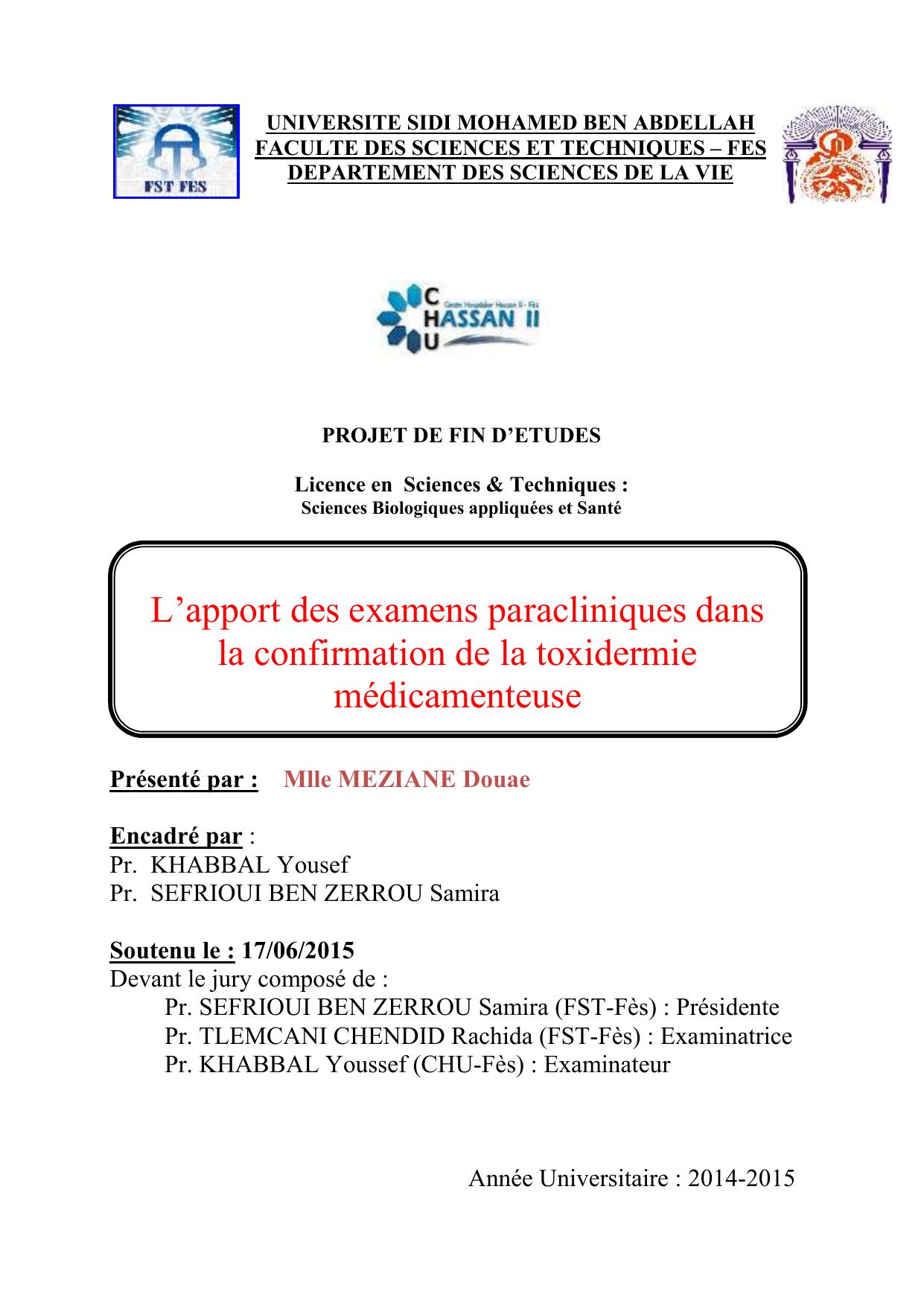 L’apport des examens paracliniques dans la confirmation de la toxidermie médicamenteuse