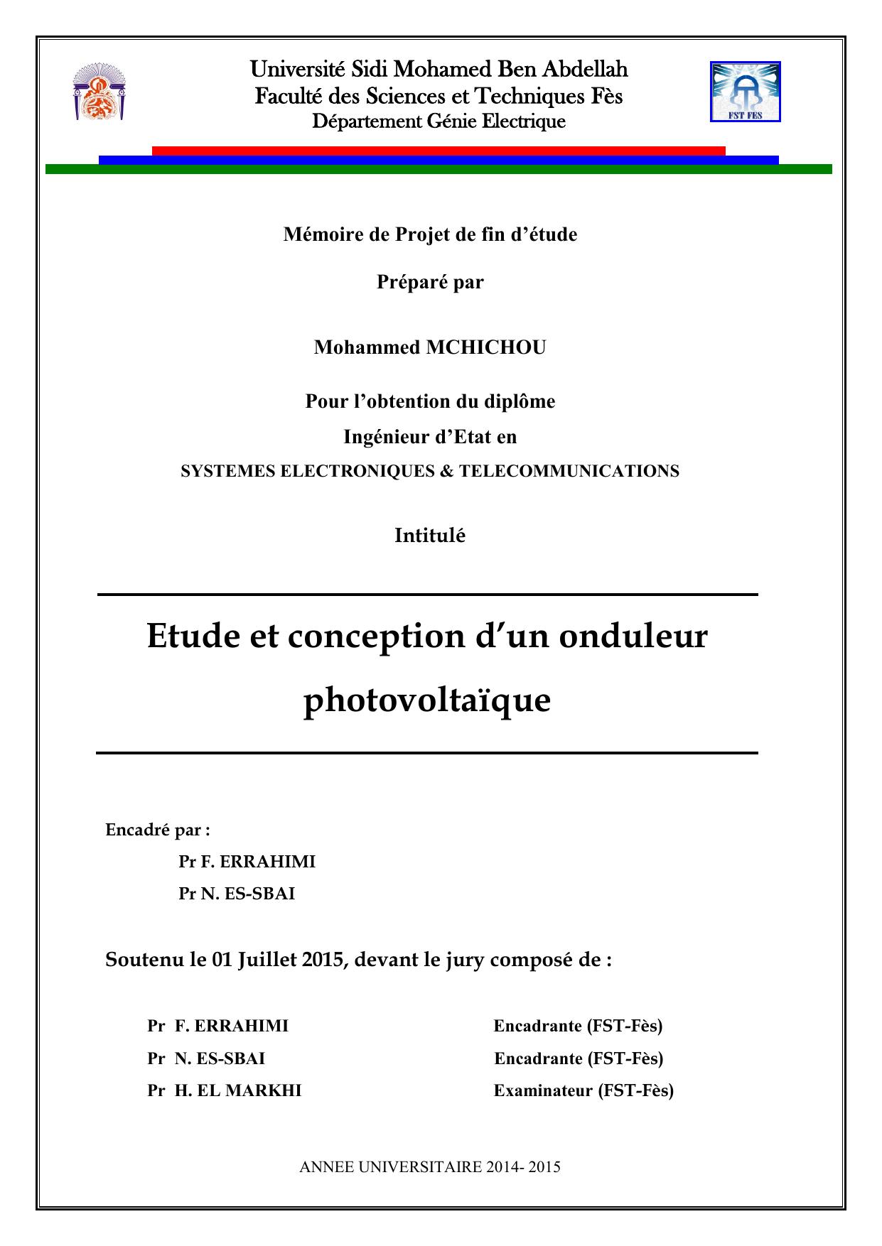 Etude et conception d’un onduleur photovoltaïque