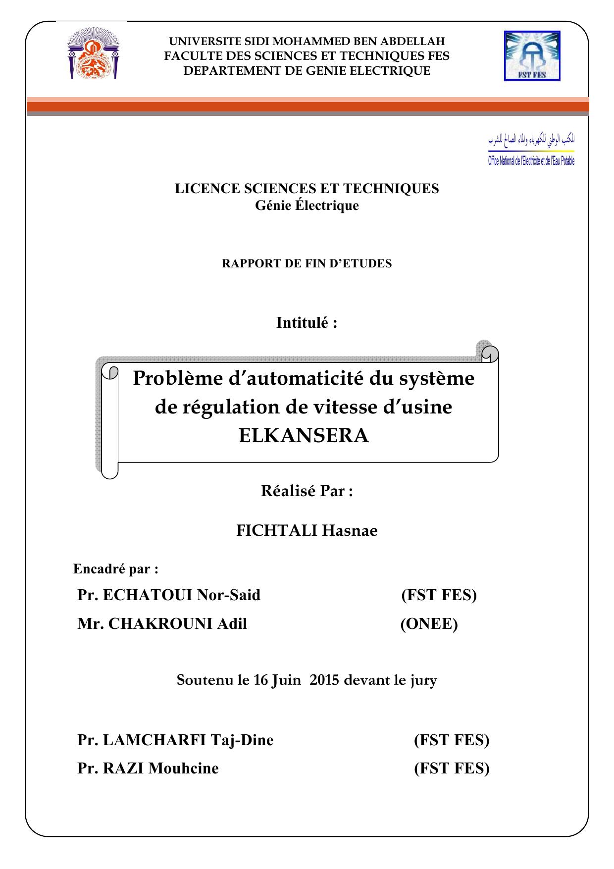 Problème d’automaticité du système de régulation de vitesse d’usine ELKANSERA