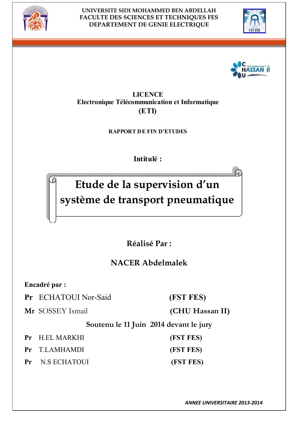 Etude de la supervision d’un système de transport pneumatique