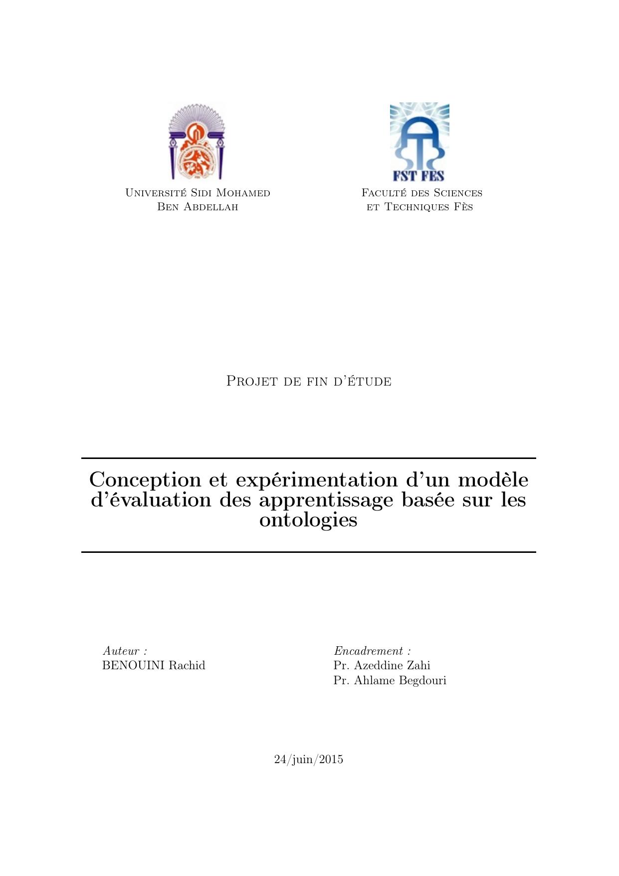 Conception et expérimentation d’un modèle d’évaluation des apprentissage basée sur les ontologies