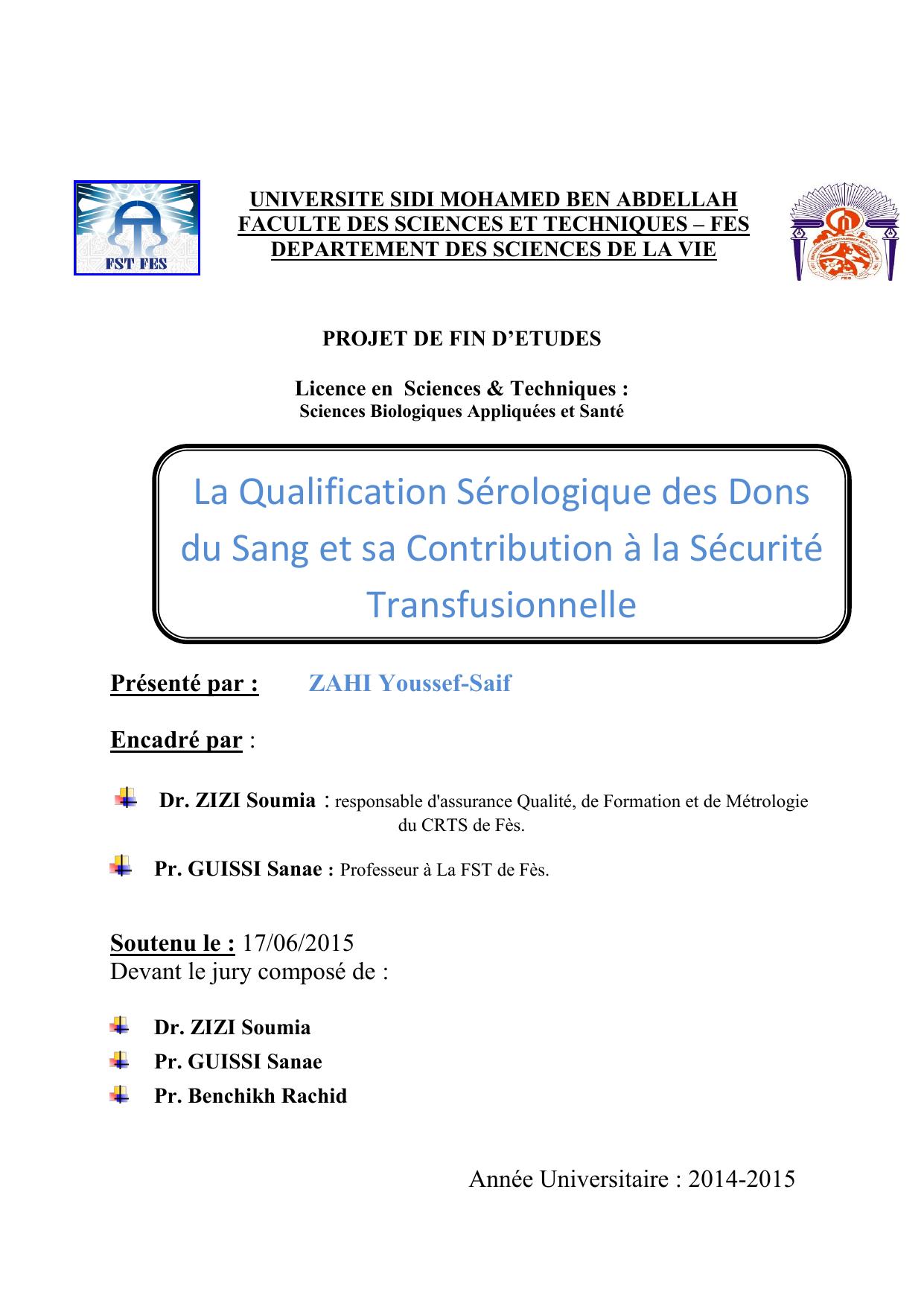 La Qualification Sérologique des Dons du Sang et sa Contribution à la Sécurité Transfusionnelle