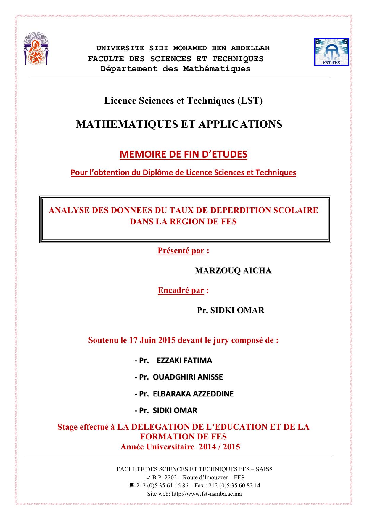 Analyse des données du taux de deperdition scolaire dans la région de Fès