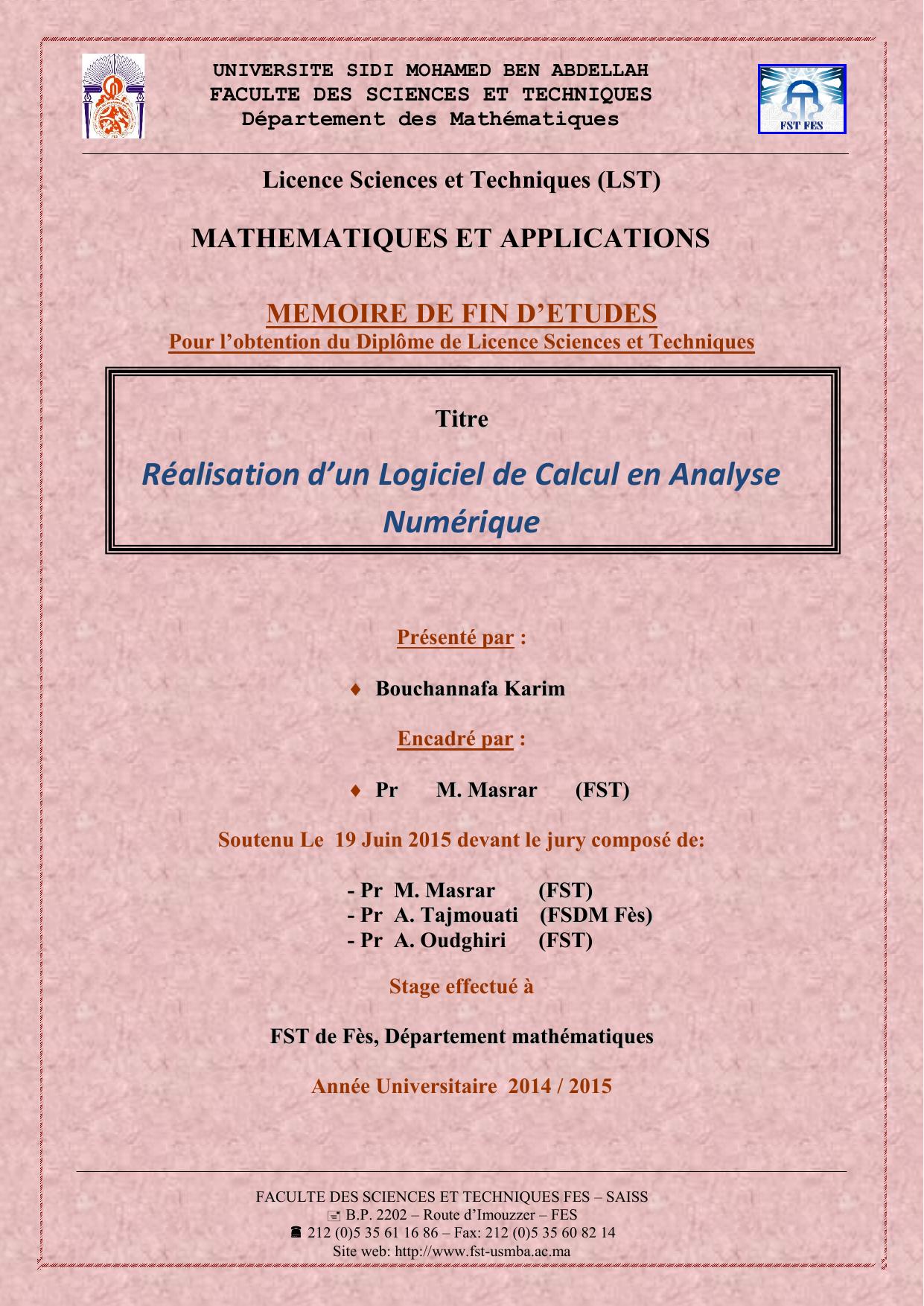 Réalisation d’un Logiciel de Calcul en Analyse Numérique