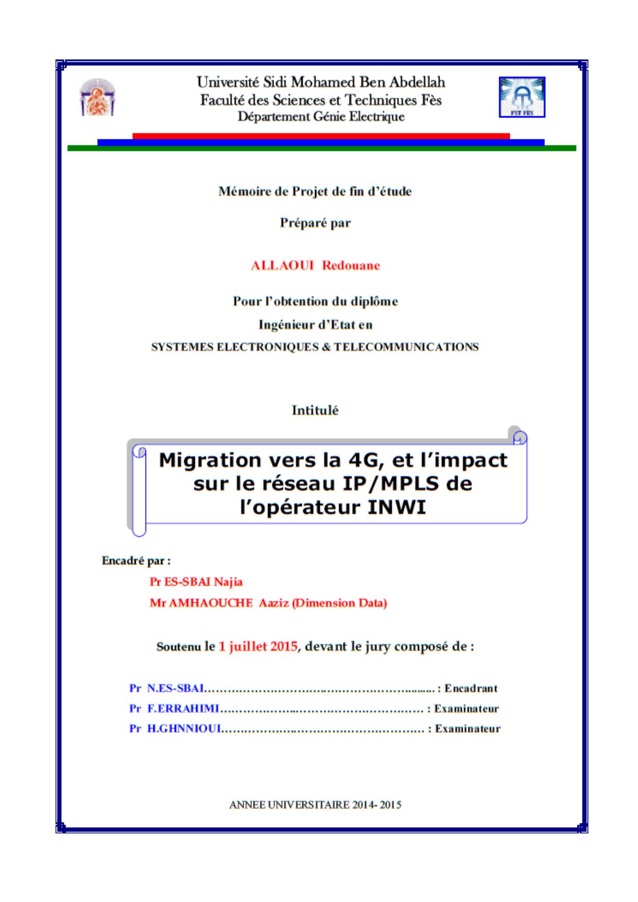 Migration vers le 4G, et l'impact sur le réseau IP/MPLS de l'opérateur INWI