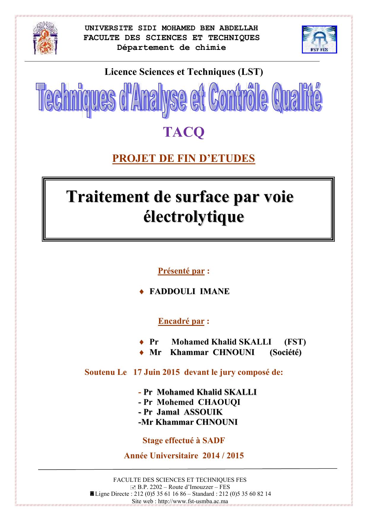 Traitement de surface par voie électrolytique