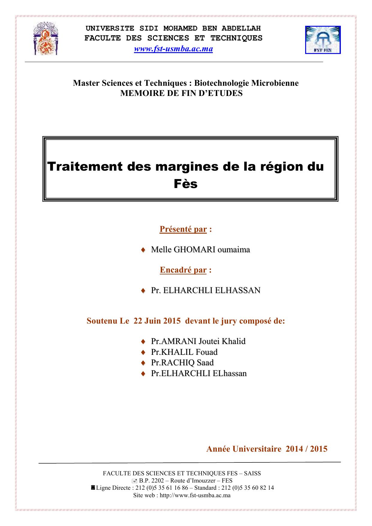 Traitement des margines de la région du Fès