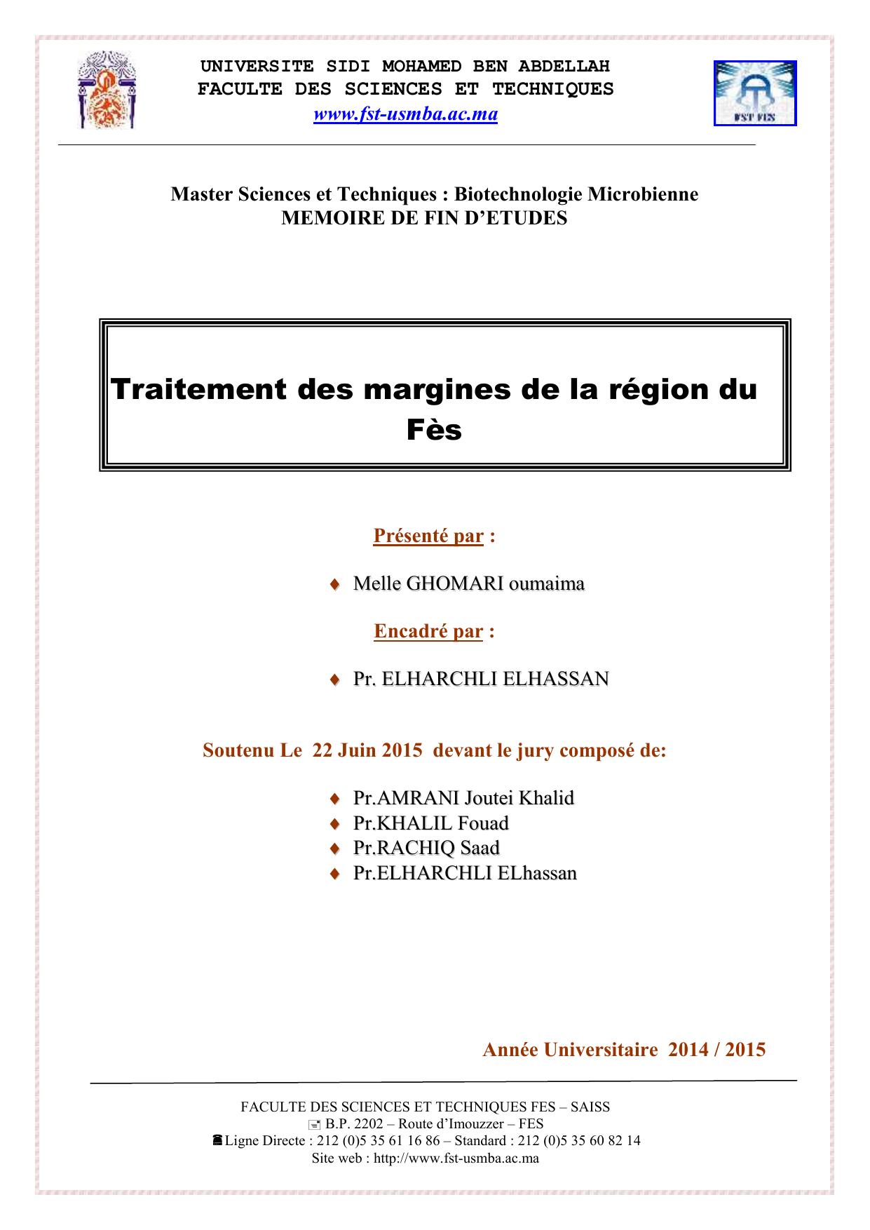 Traitement des margines de la région du Fès