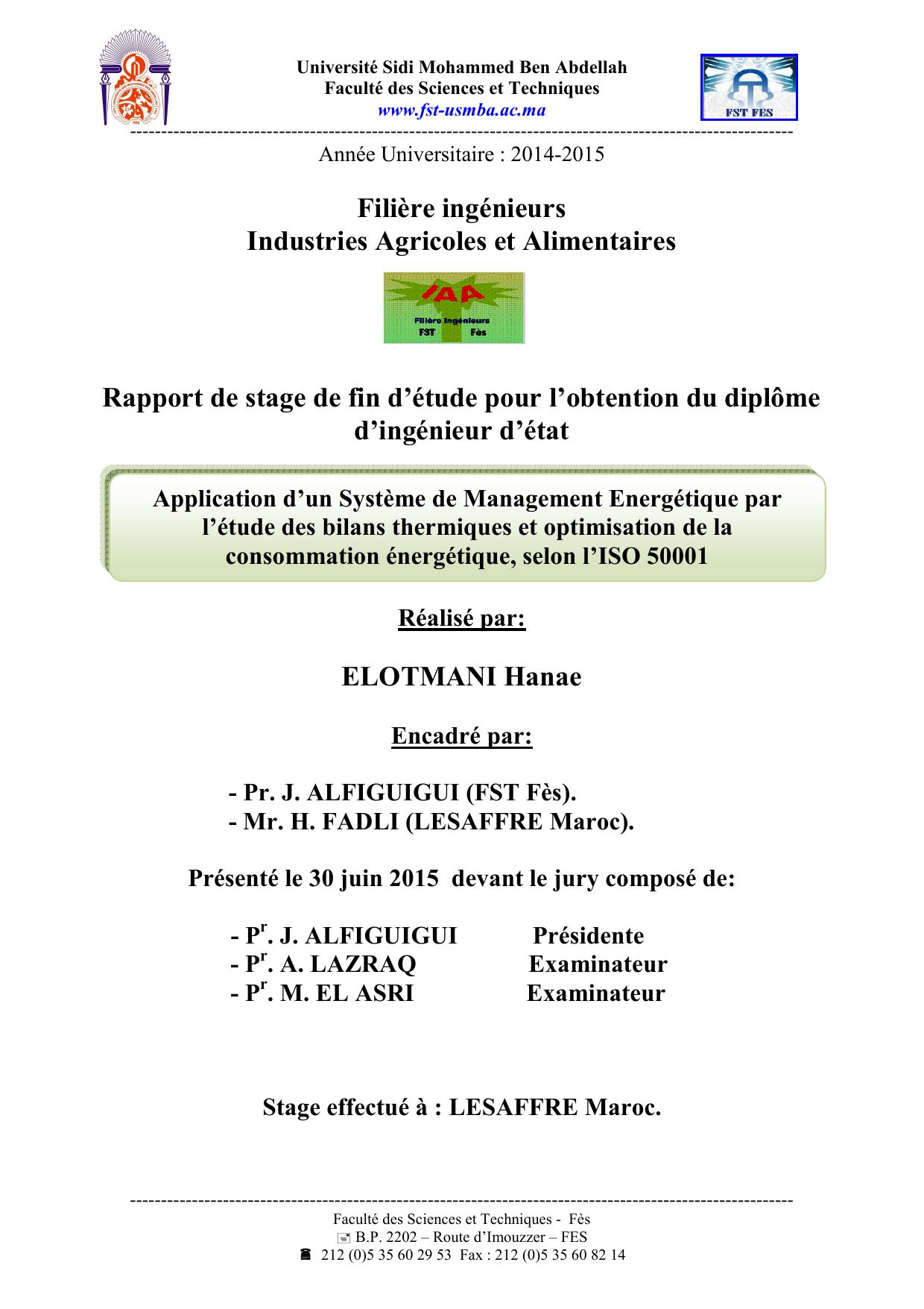 Application d’un Système de Management Energétique par l’étude des bilans thermiques et optimisation de la consommation énergétique, selon l’ISO 50001