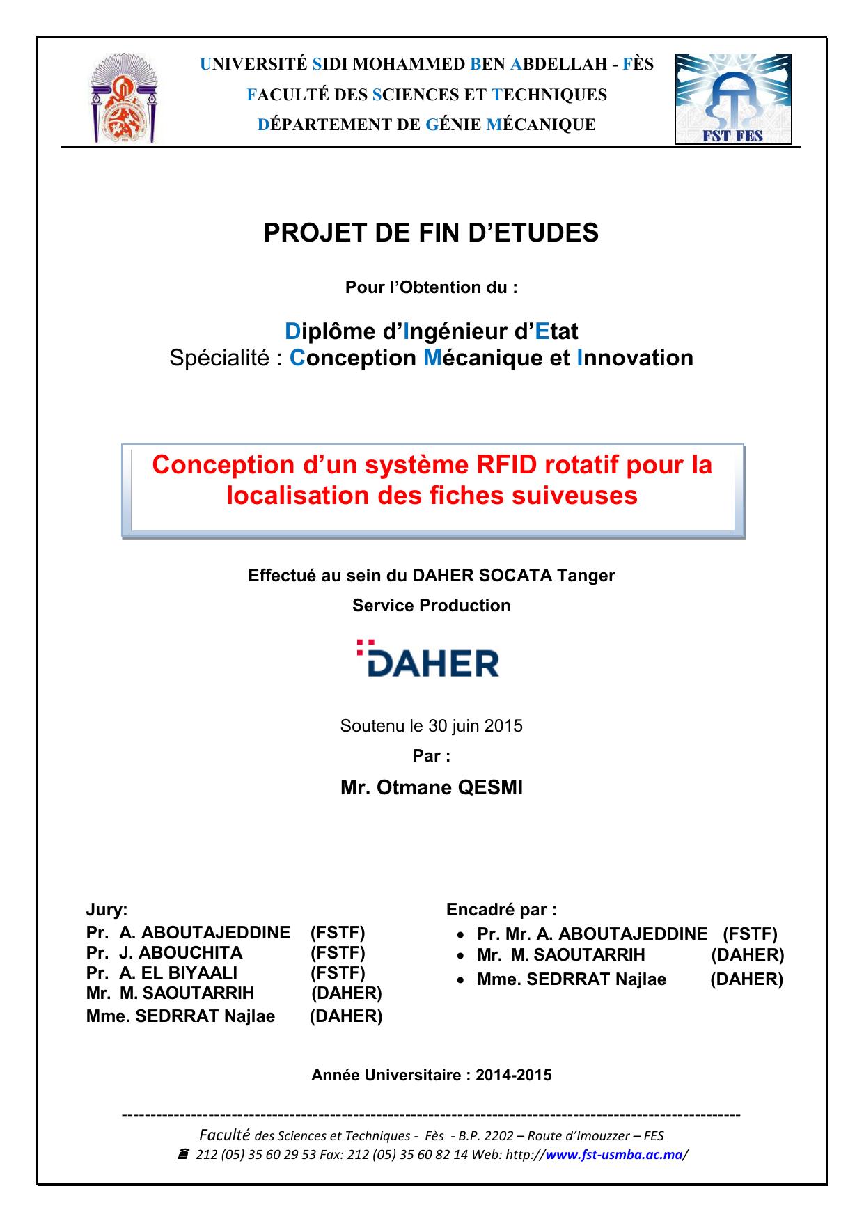 Conception d’un système RFID rotatif pour la localisation des fiches suiveuses