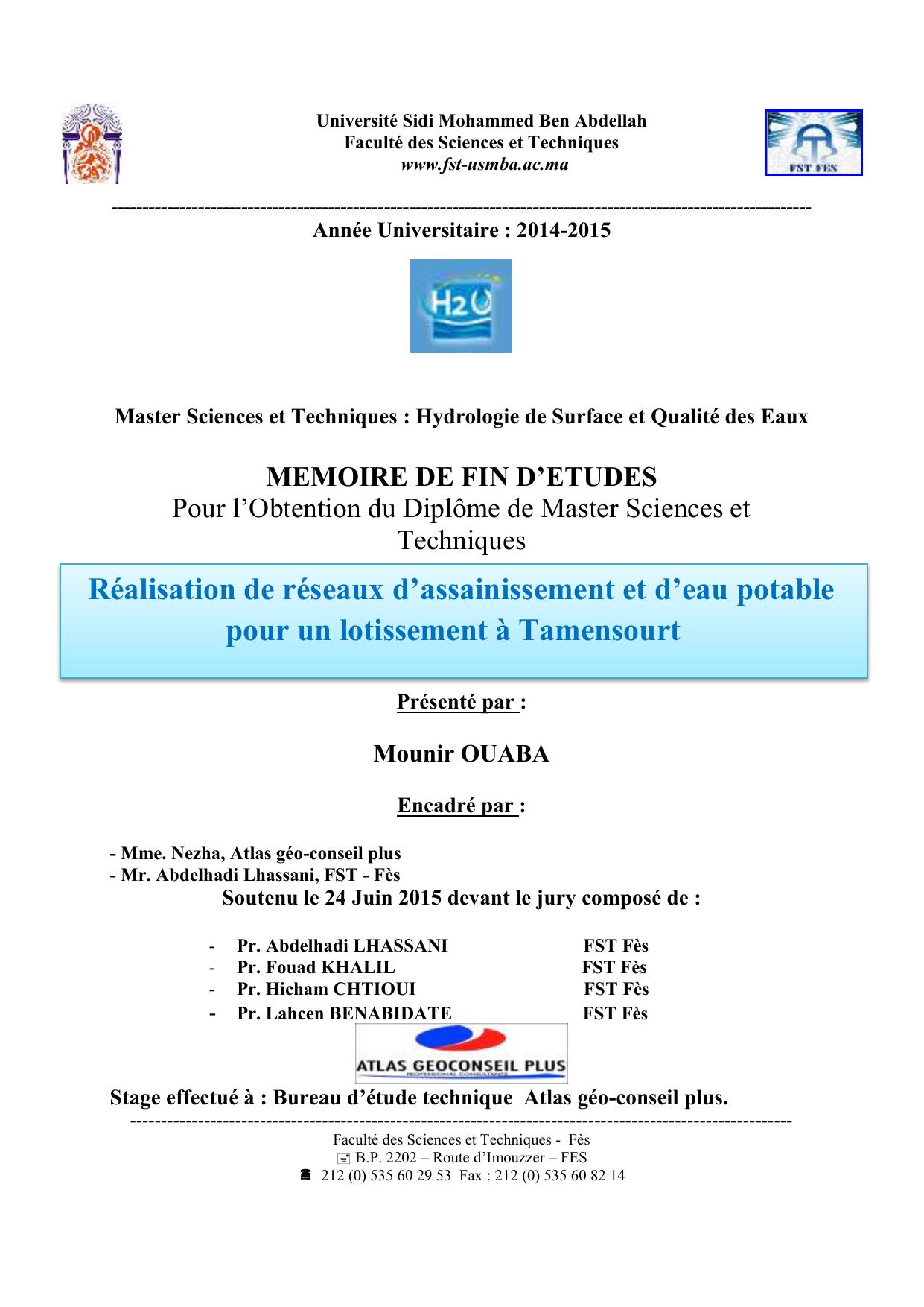 Réalisation de réseaux d’assainissement et d’eau potable pour un lotissement à Tamensourt