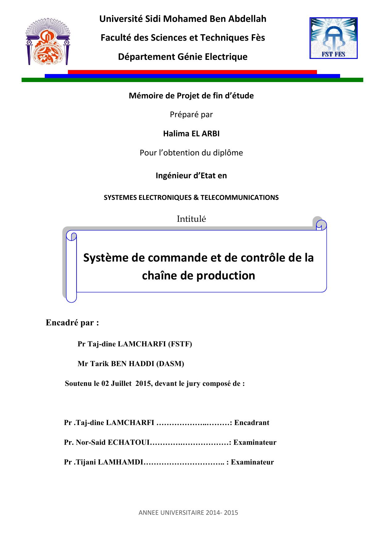 Système de commande et de contrôle de la chaîne de production