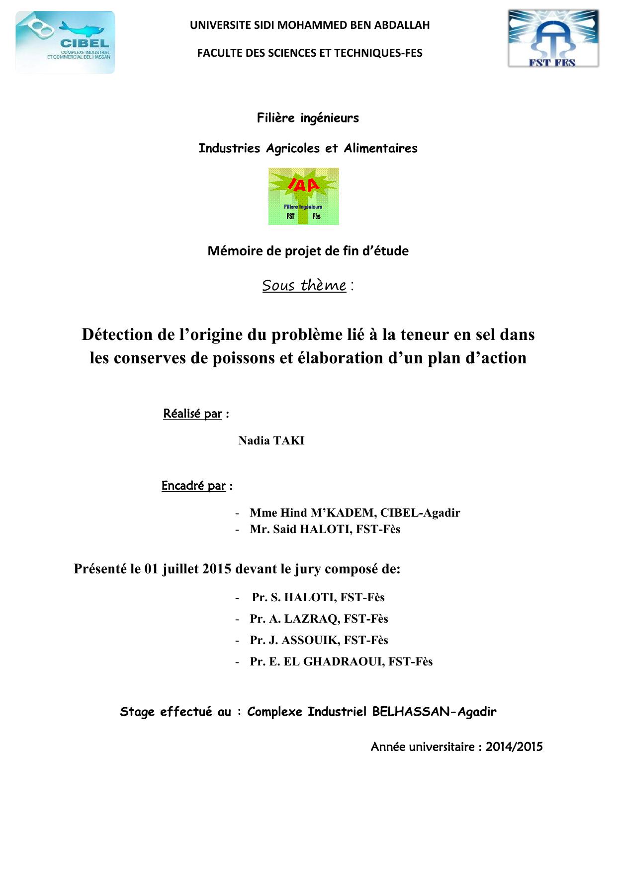 Détection de l’origine du problème lié à la teneur en sel dans les conserves de poissons et élaboration d’un plan d’action