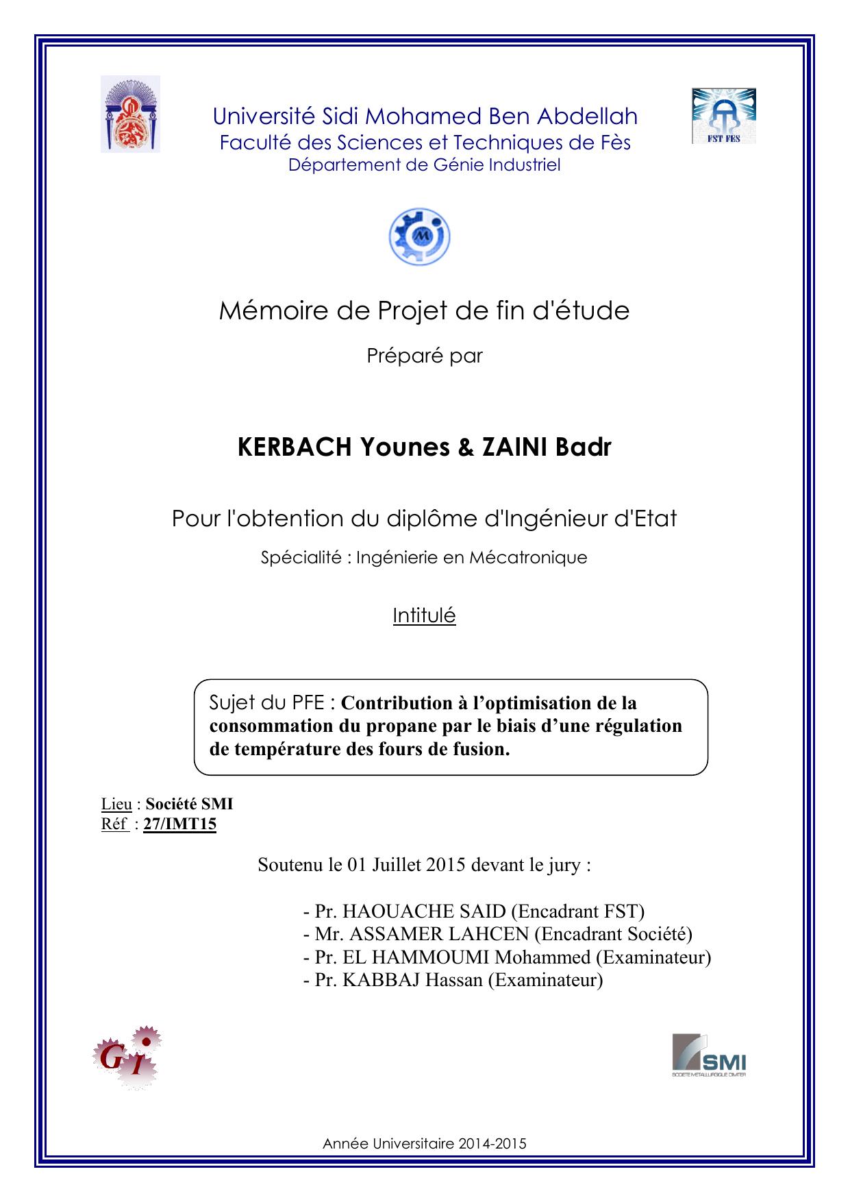 Contribution à l’optimisation de la consommation du propane par le biais d’une régulation de température des fours de fusion