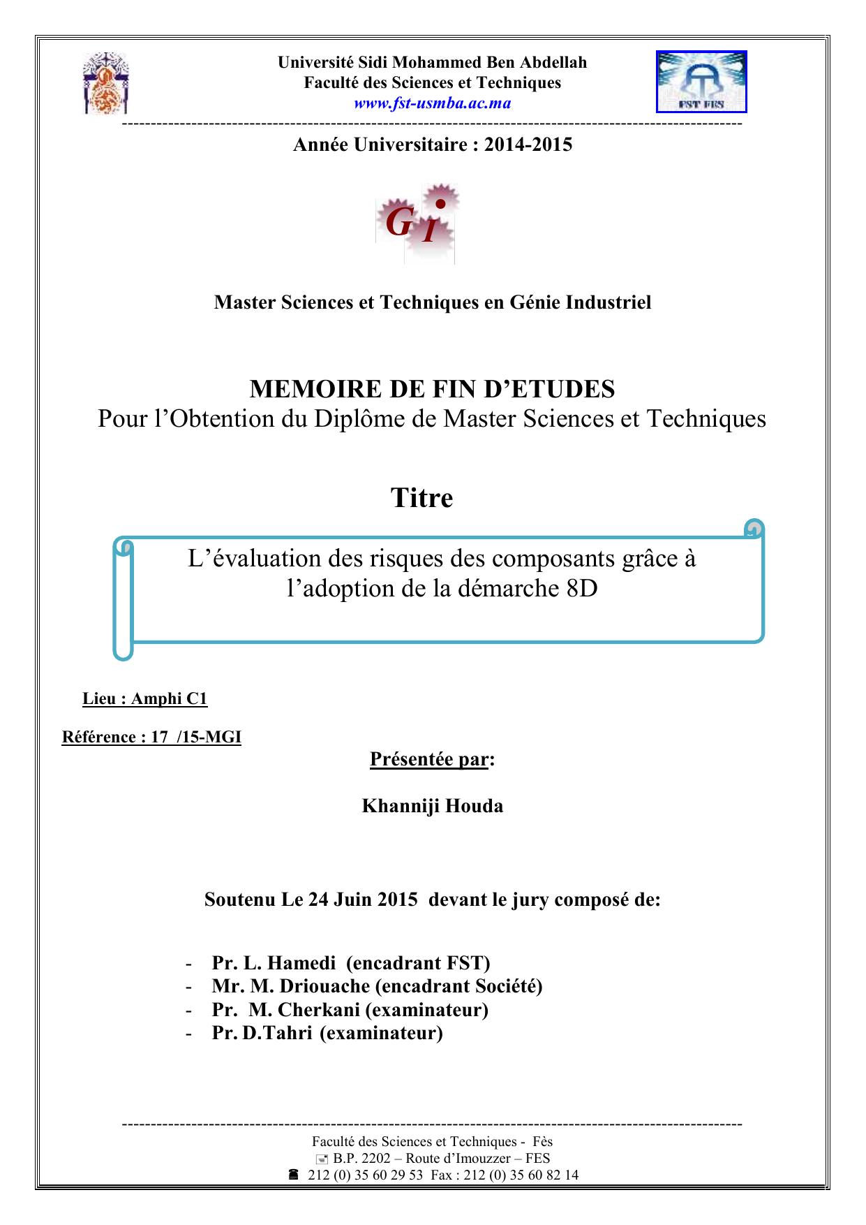 L’évaluation des risques des composants grâce à l’adoption de la démarche 8D