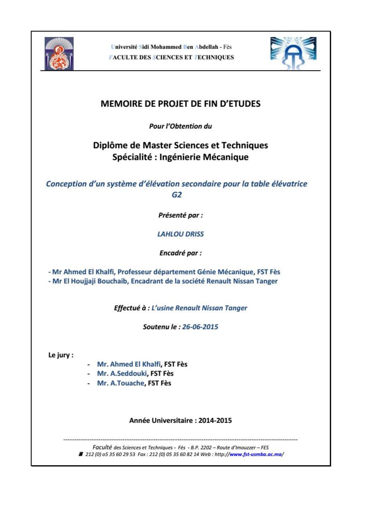 Conception d'un système d'élévation secondaire pour la table élévatrice