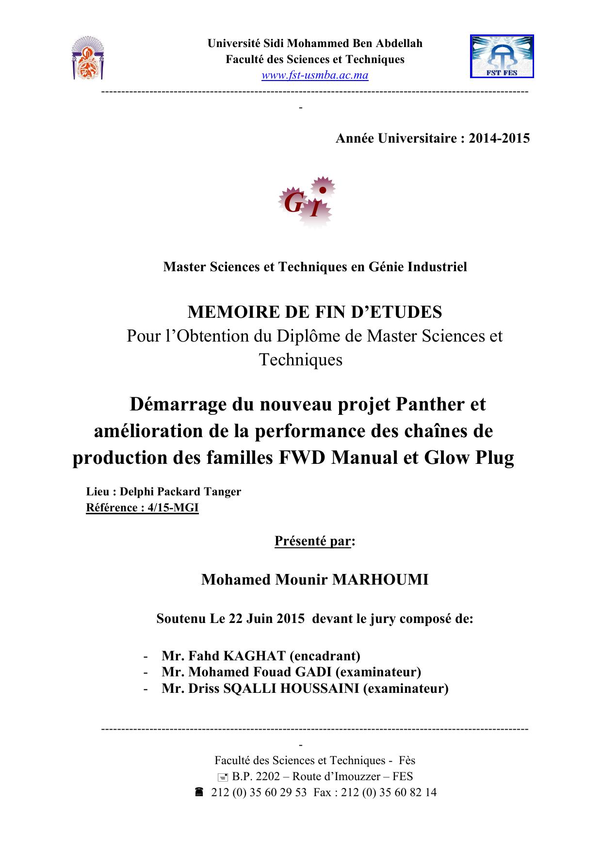 Démarrage du nouveau projet Panther et amélioration de la performance des chaînes de production des familles FWD Manual et Glow Plug