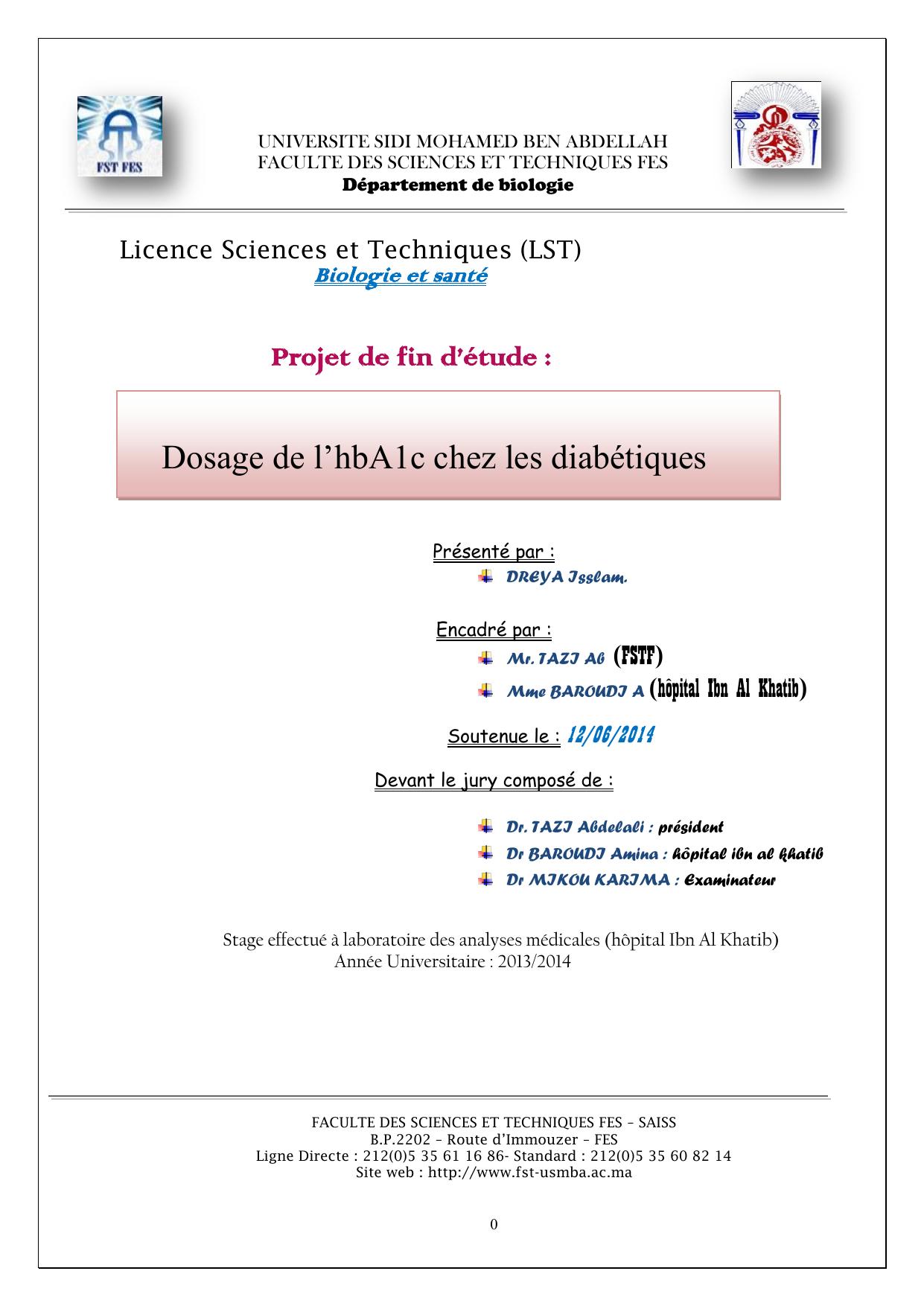 Dosage de l’hbA1c chez les diabétiques