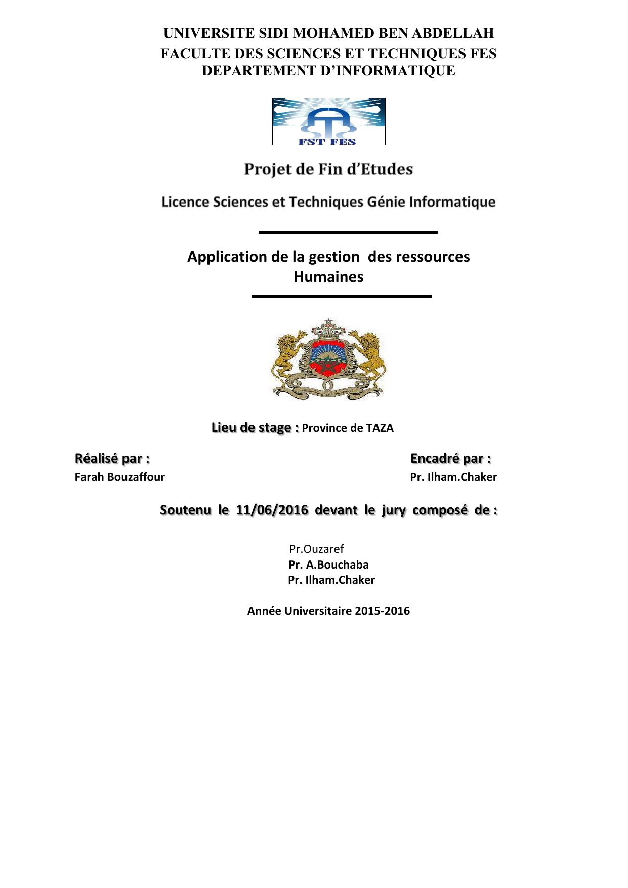 Application de la gestion des ressources Humaines