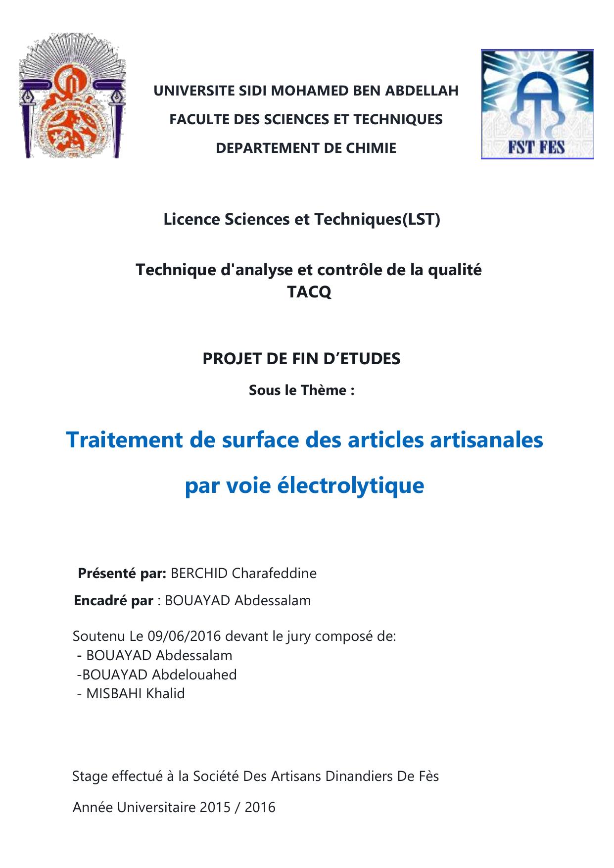 Traitement de surface des articles artisanales par voie électrolytique