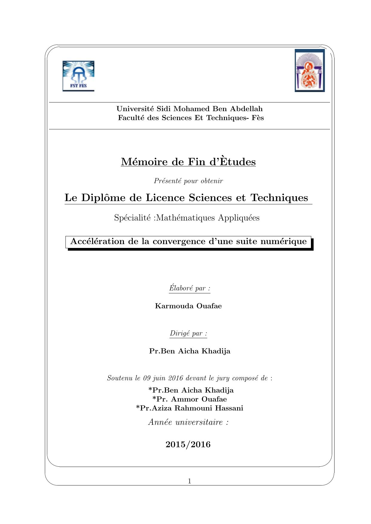 Accéleration de la convergence d'une suite numérique