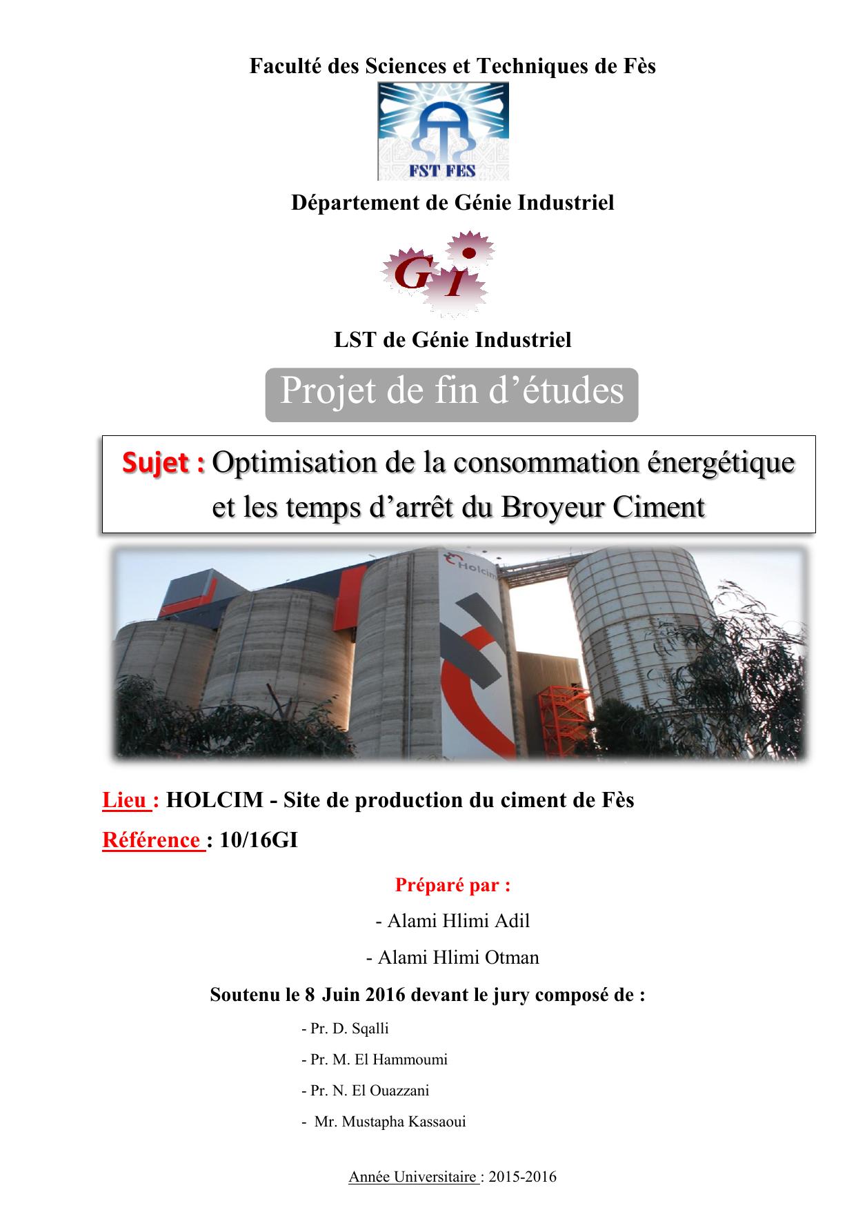 Optimisation de la consommation énergétique et les temps d’arrêt du Broyeur Ciment