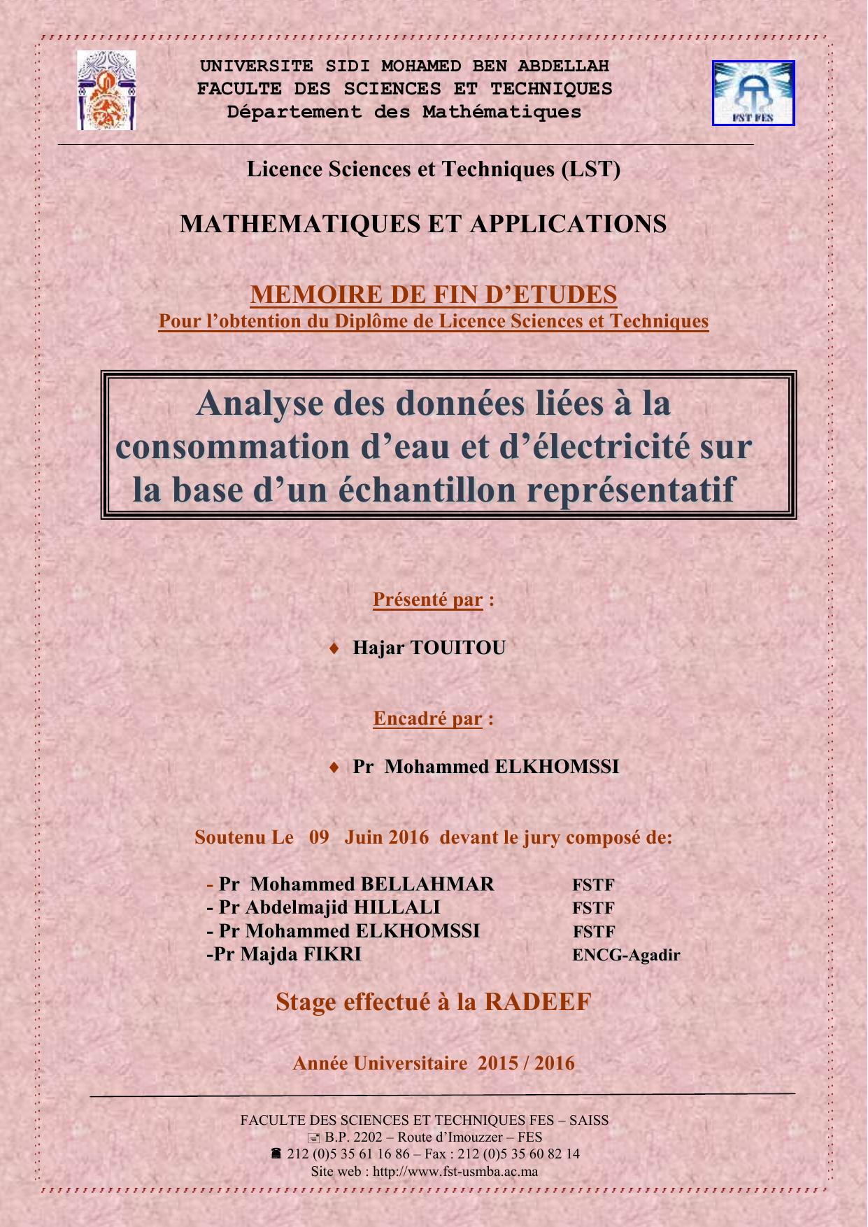 Analyse des données liées à la consommation d’eau et d’électricité sur la base d’un échantillon représentatif