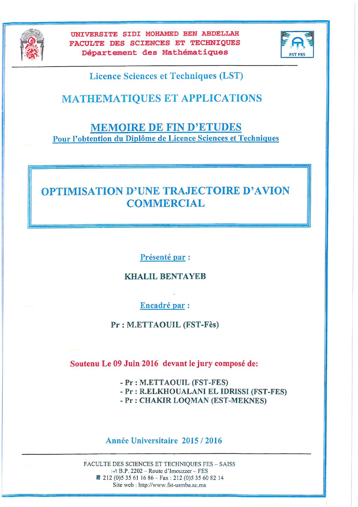 Optimisation d'une trajectoire d'avion commercial