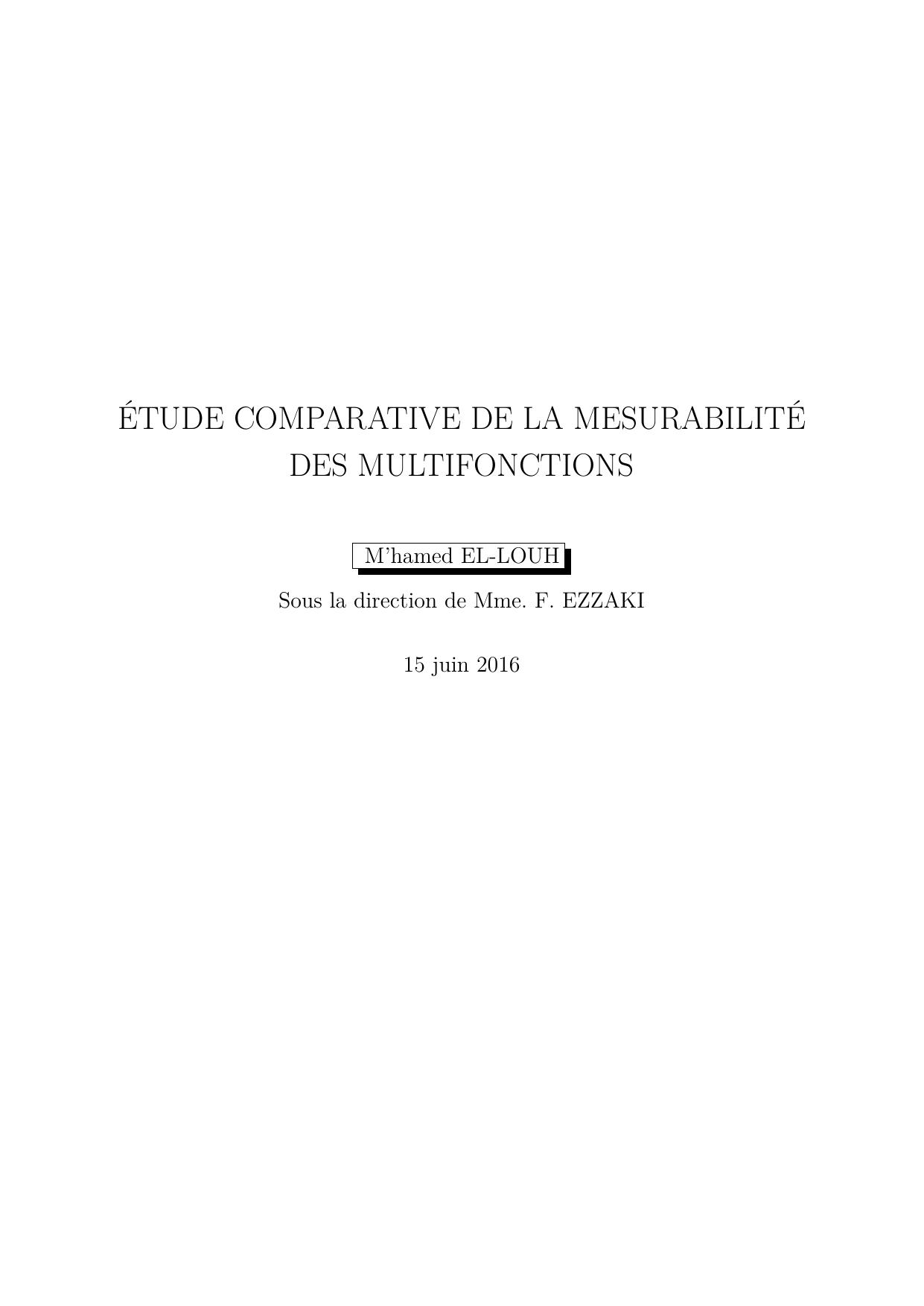 Etude comparative de la mesurabilité des multifonctions