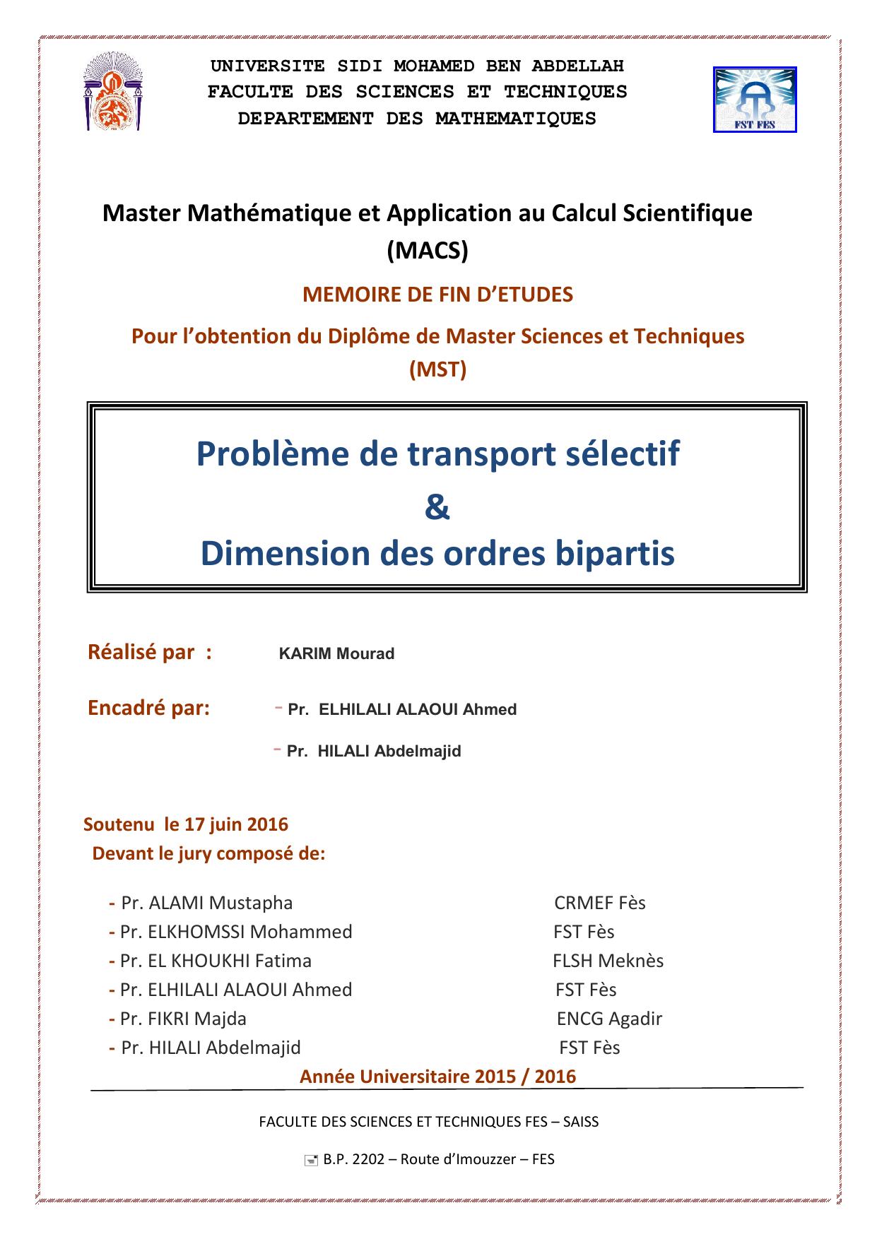 Problème de transport sélectif et Dimension des ordres bipartis