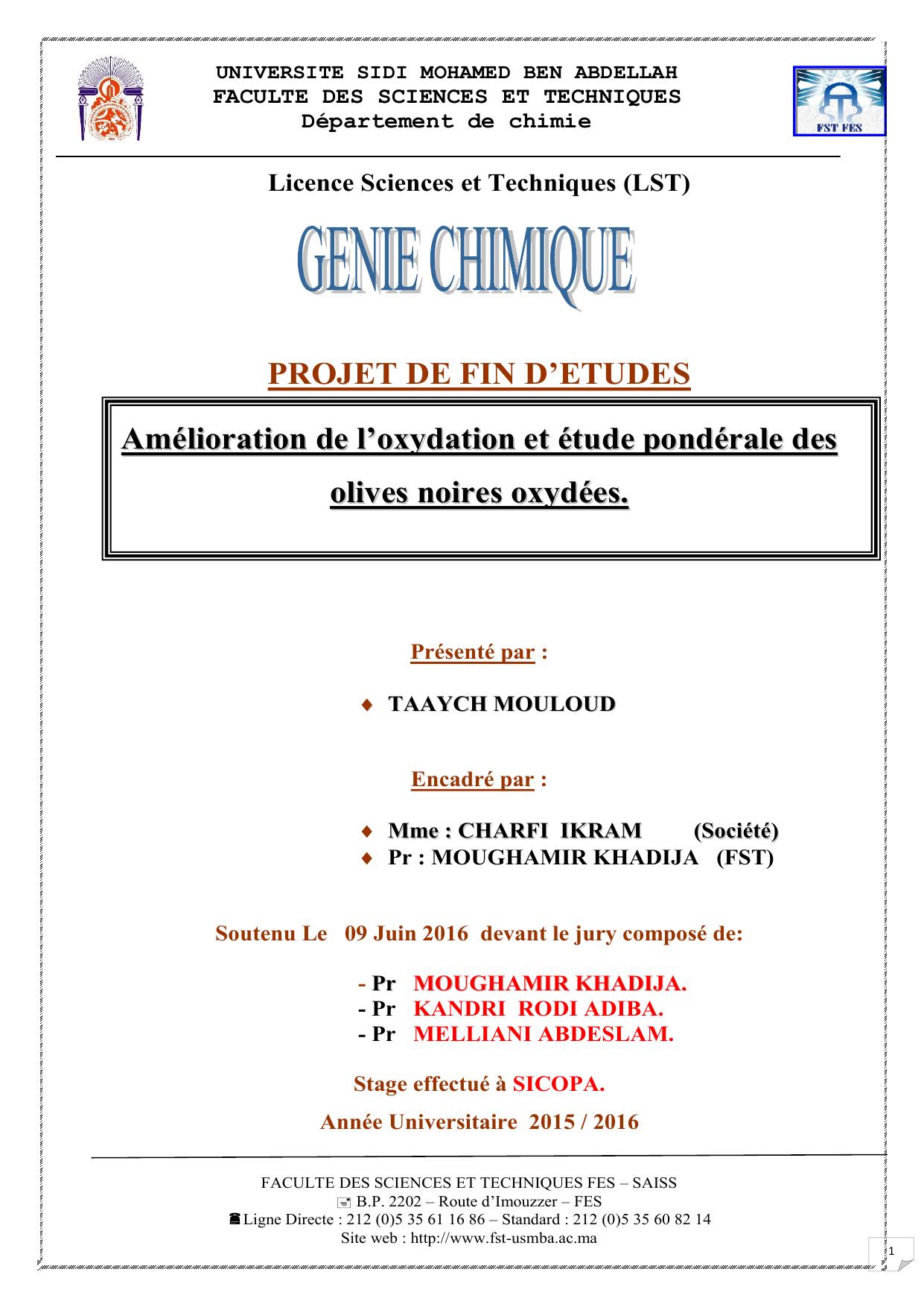 Amélioration de l’oxydation et étude pondérale des olives noires oxydées