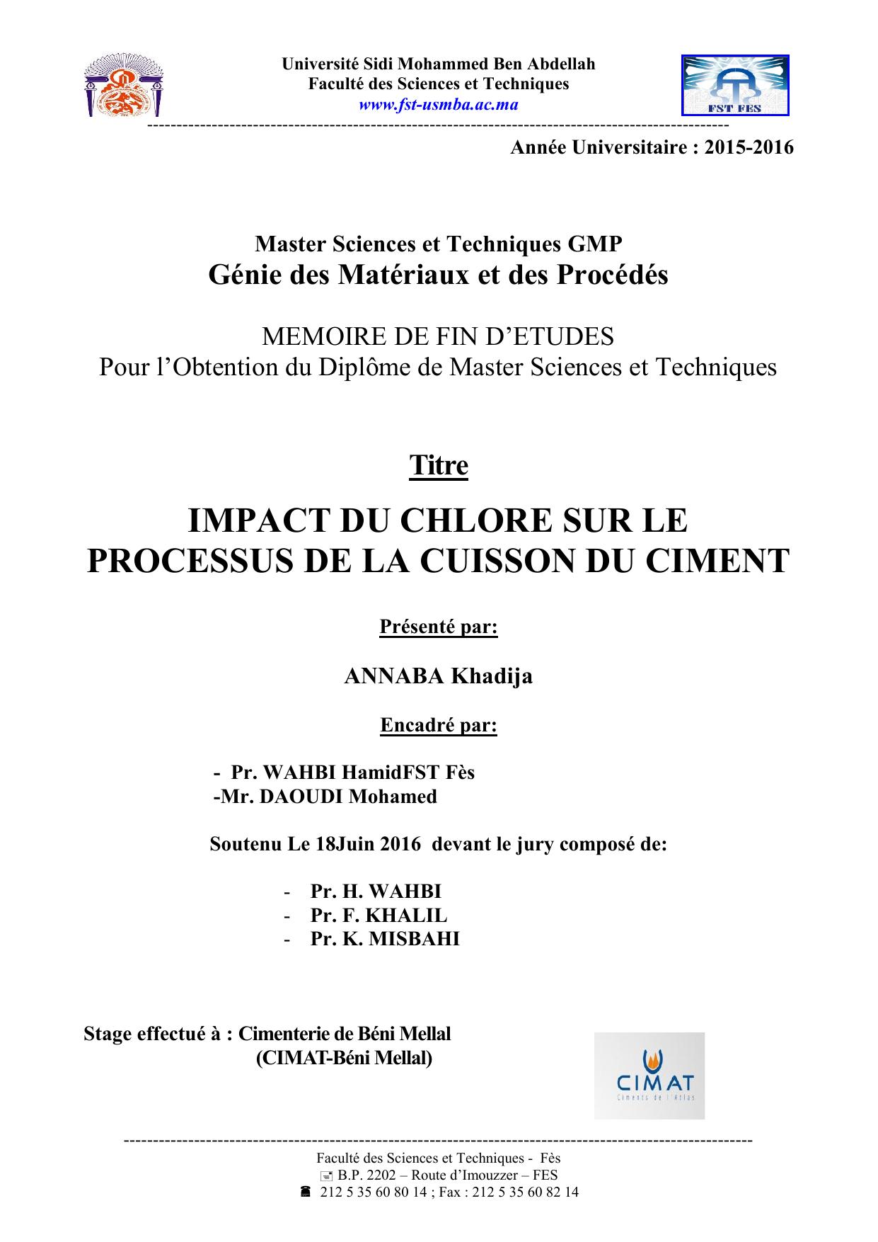 Impact du Chlore sur le procédé de cuisson du ciment