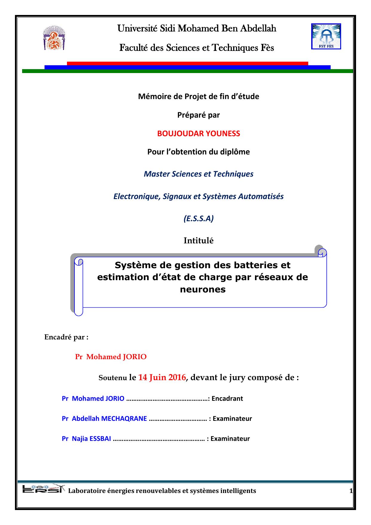 Système de gestion des batteries et estimation d’état de charge par réseaux de neurones