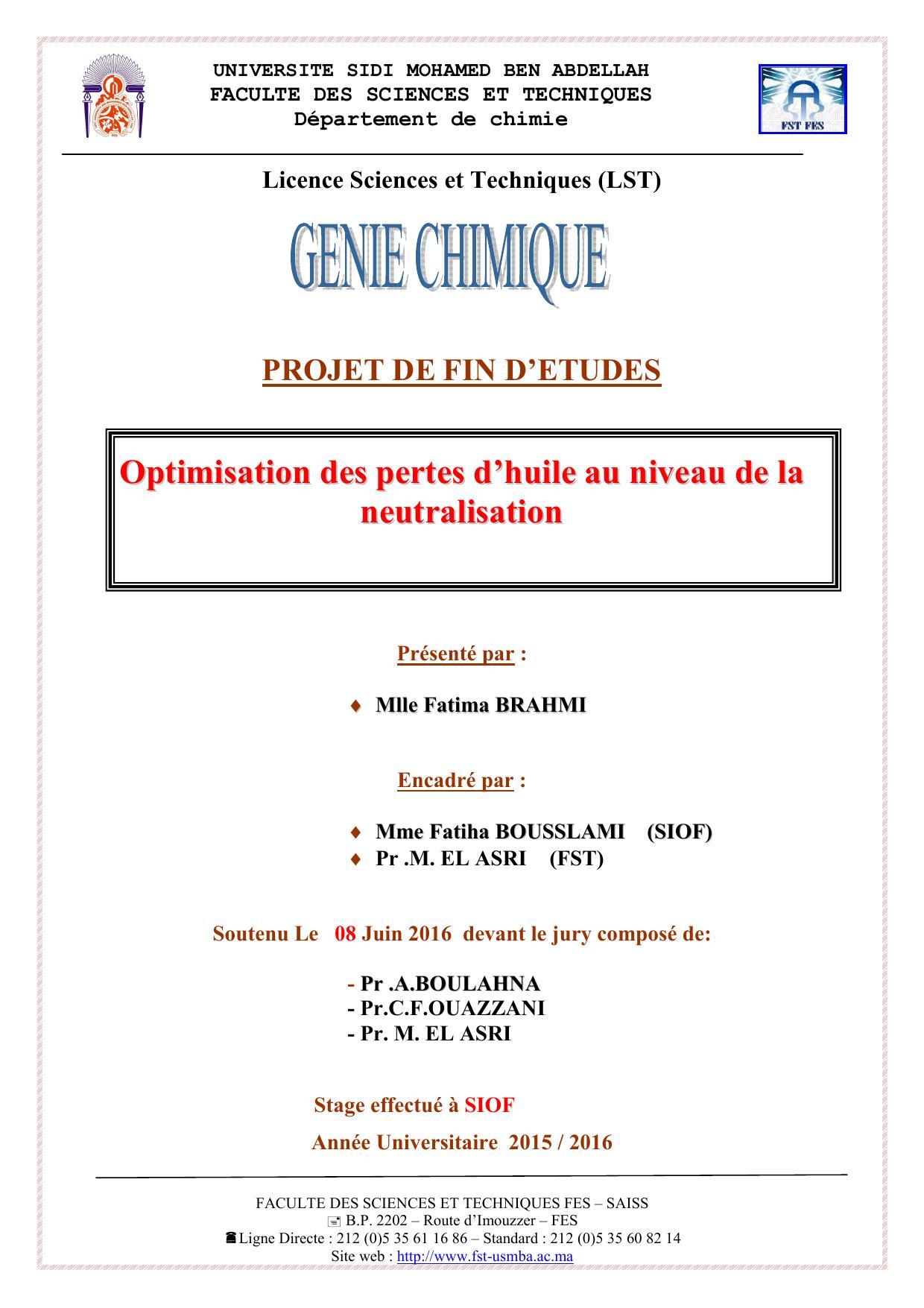 Optimisation des pertes d’huile au niveau de la neutralisation