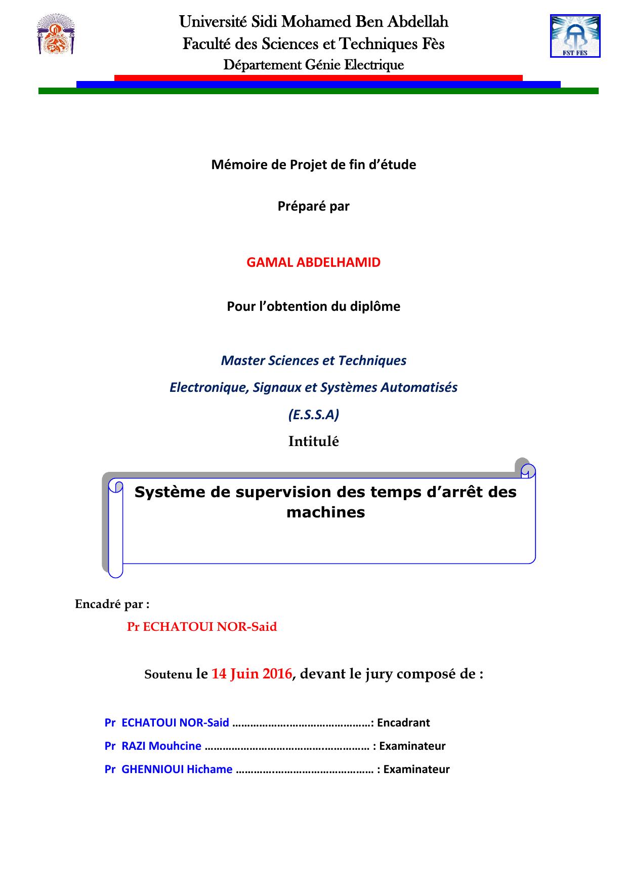 Système de supervision des temps d’arrêt des machines