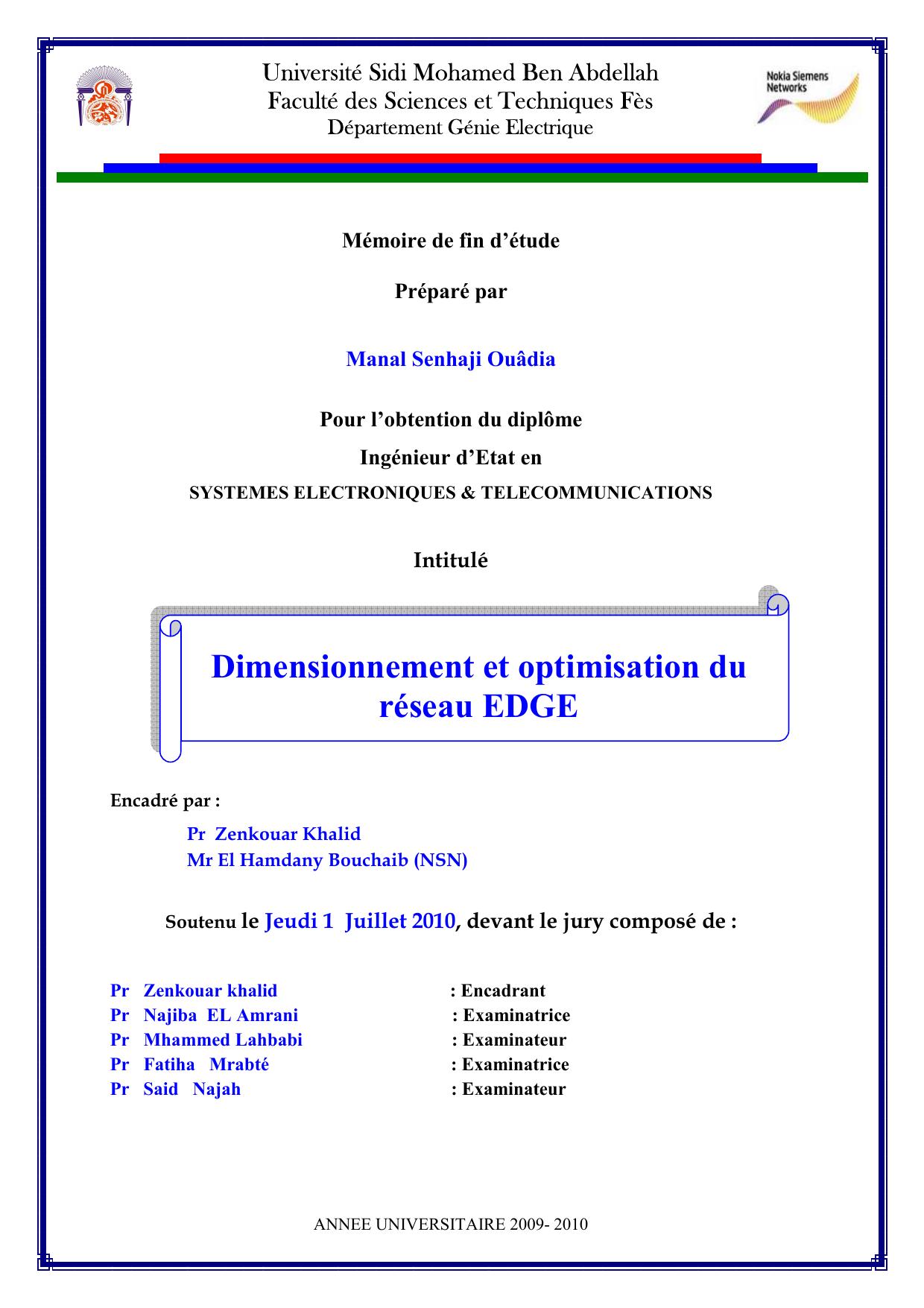 Dimensionnement et optimisation du réseau EDGE