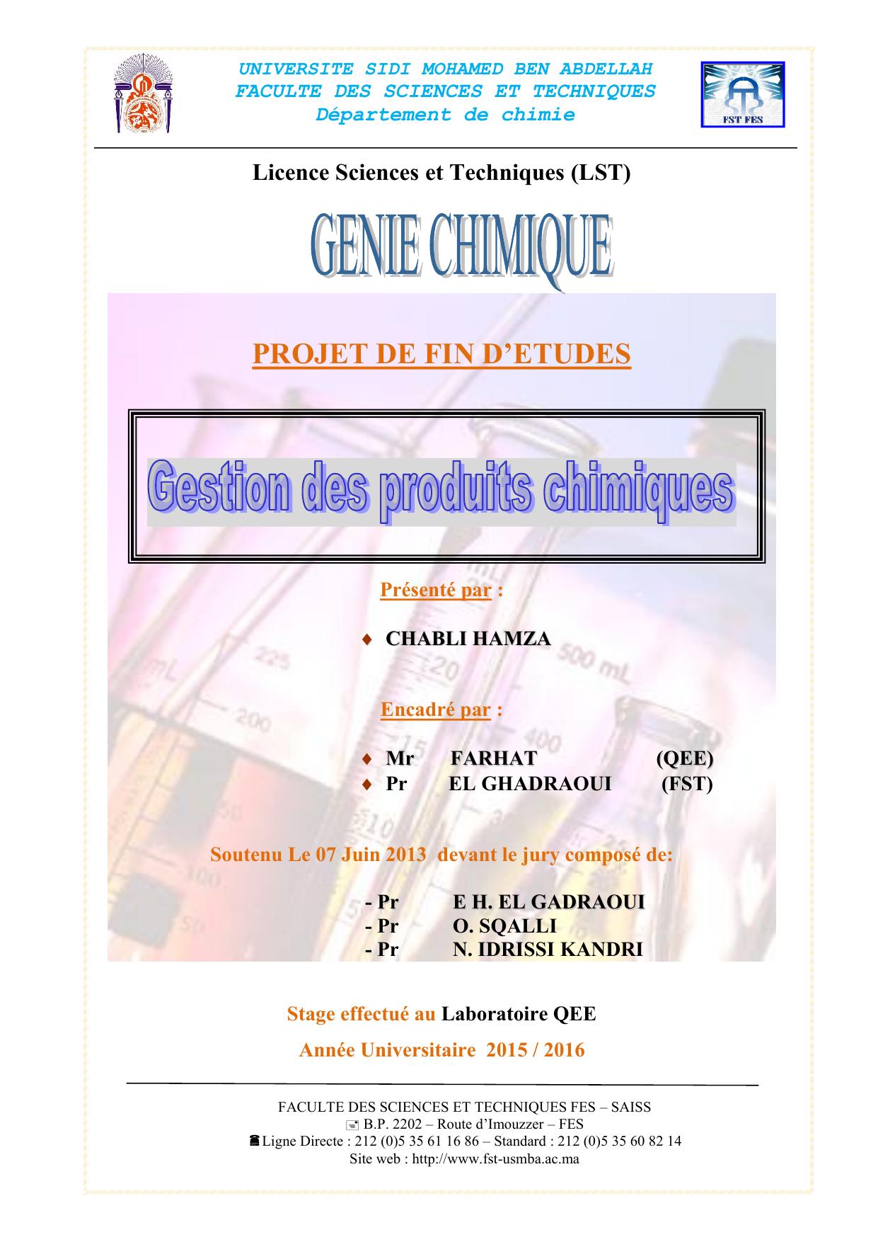 Gestion des produits chimiques