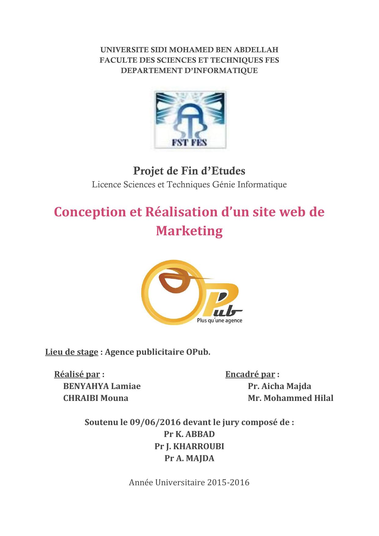 Conception et Réalisation d’un site web de Marketing